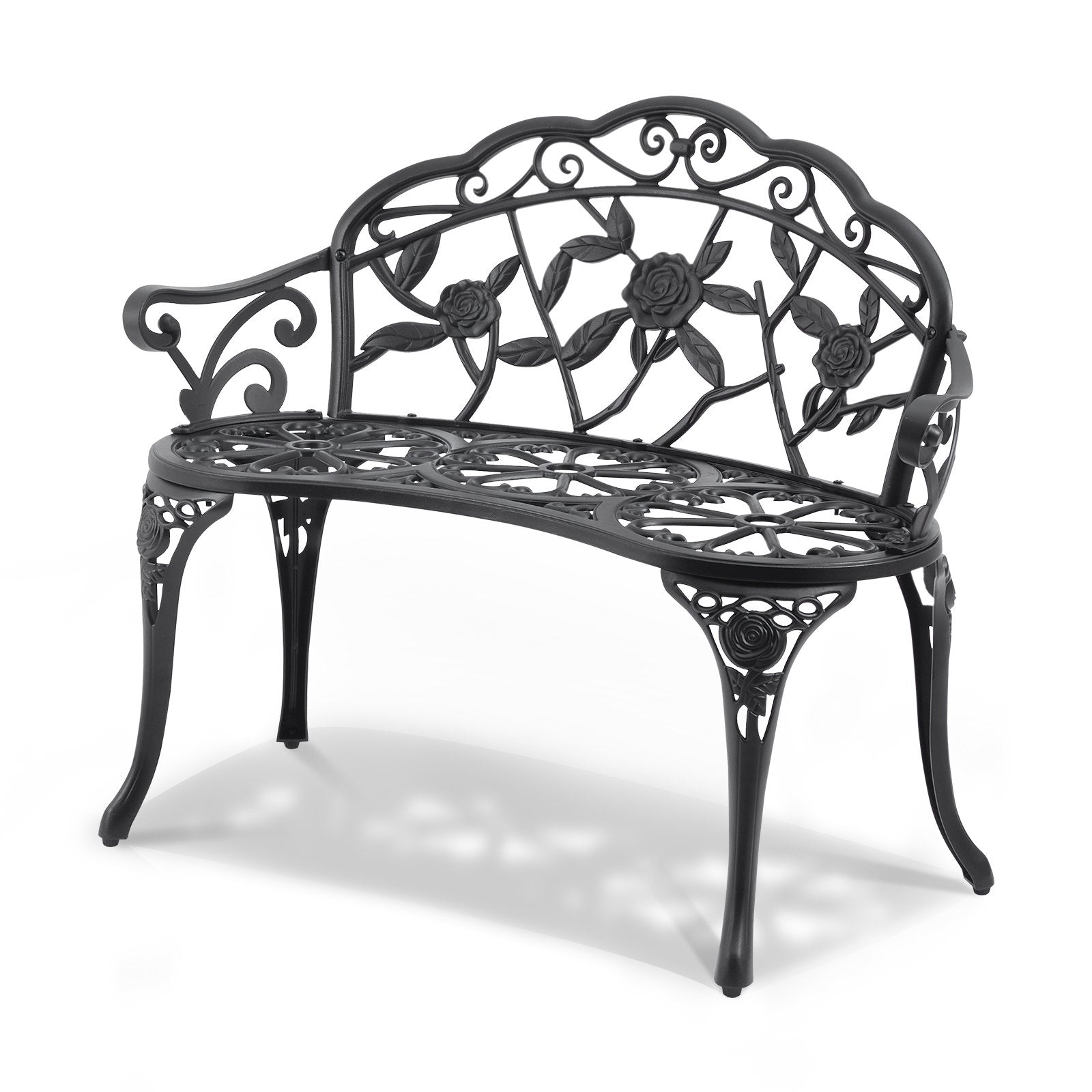 VEVOR Outdoor Bench, 38.8 inches Metal Garden Bench for Outdoors, 480 lbs Load Capacity Bench, Outdoor Garden Park Bench with Backrest and Armrests, Patio Bench for Garden, Park, Yard, Front Porch