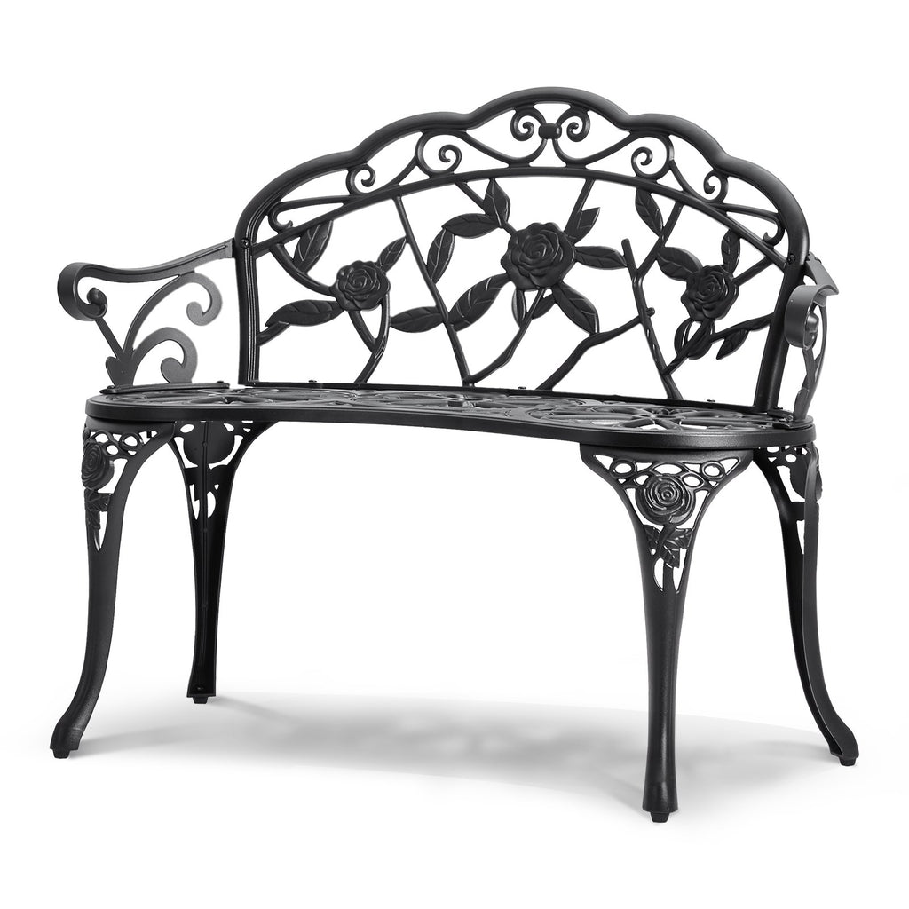 VEVOR Outdoor Bench, 38.8 inches Metal Garden Bench for Outdoors, 480 lbs Load Capacity Bench, Outdoor Garden Park Bench with Backrest and Armrests, Patio Bench for Garden, Park, Yard, Front Porch