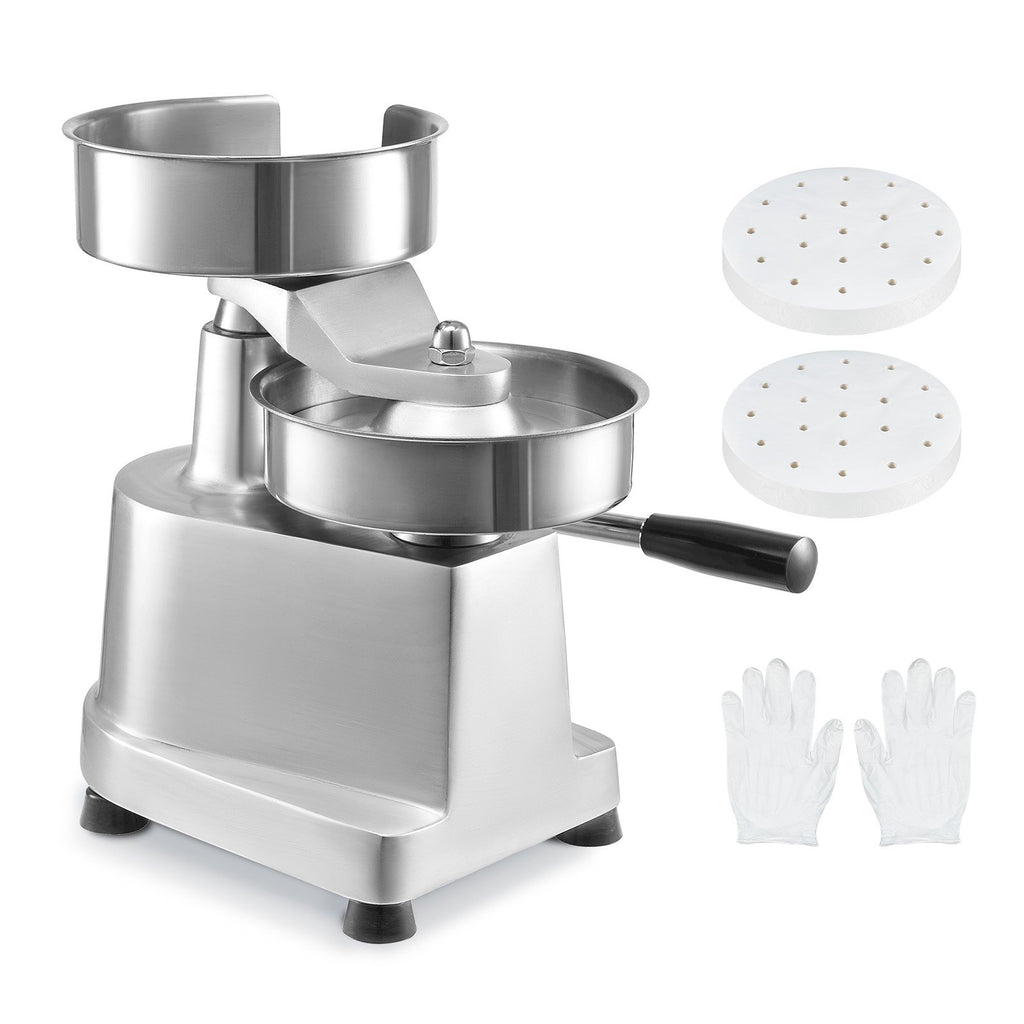 VEVOR Commercial Burger Patty Maker, 150mm Hamburger Beef Patty Maker, Heavy Duty Food-Grade Stainless Steel Bowl Burger Press Machine, Kitchen Meat Forming Processor with 1000 Pcs Patty Papers