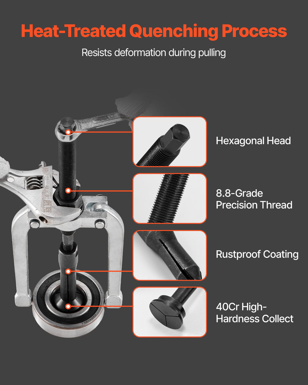 VEVOR Blind Hole Bearing Puller Set, 16-in-1 Inner Bearing Race and Seal Extractor Kit, 16 PCS Slide Hammer Pilot Insert Inner Internal Bearing Removal Tool Set with 10 Split Collets and Counterstay