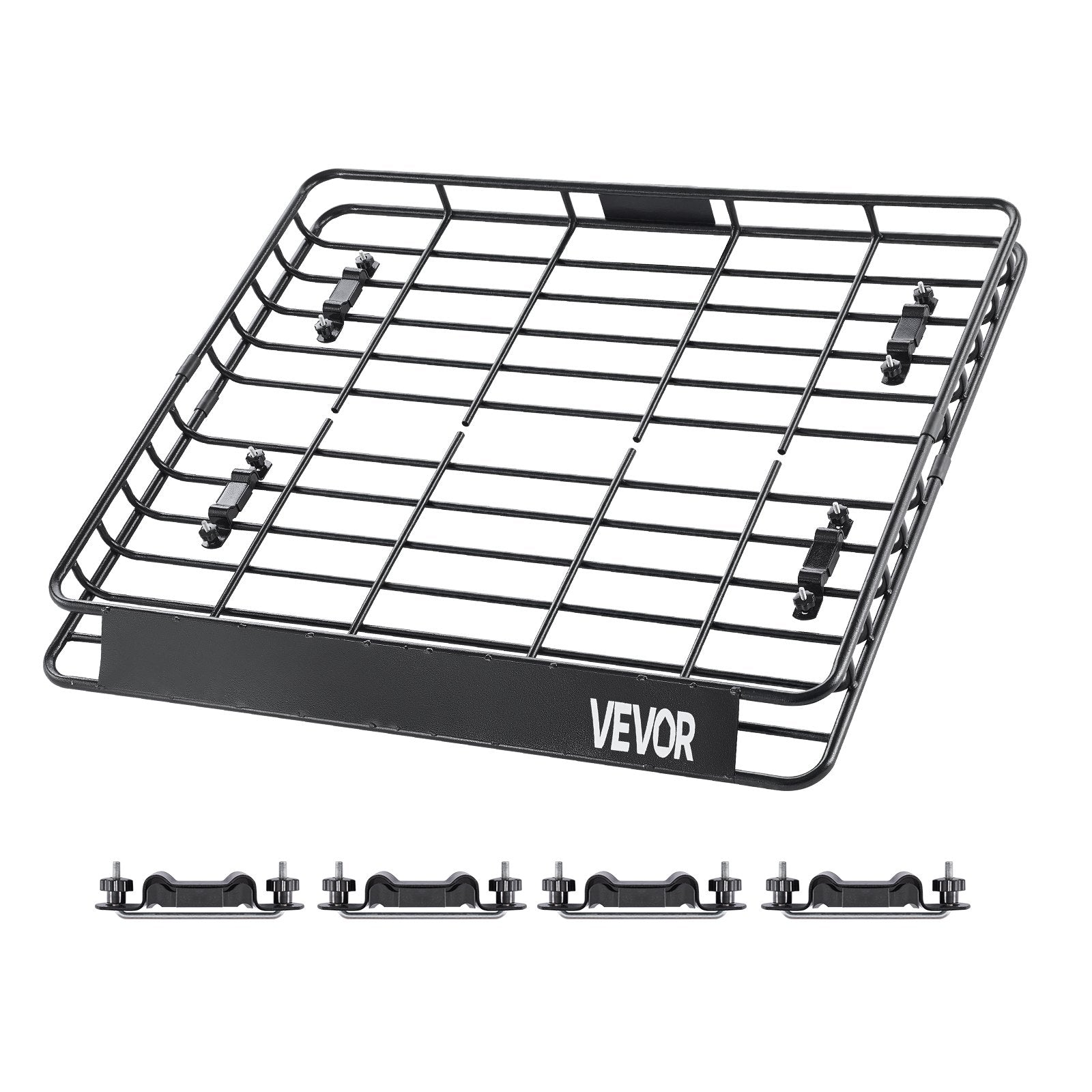 VEVOR Roof Rack Cargo Carrier, 1095 x 1270 x 105 mm, Universal Rooftop Cargo Basket, Car Top Luggage Holder with 68 kg Max Load Capacity, 4.1 in Fence, Anti-Rust Alloy Steel, Wind Fairing, for SUV Car