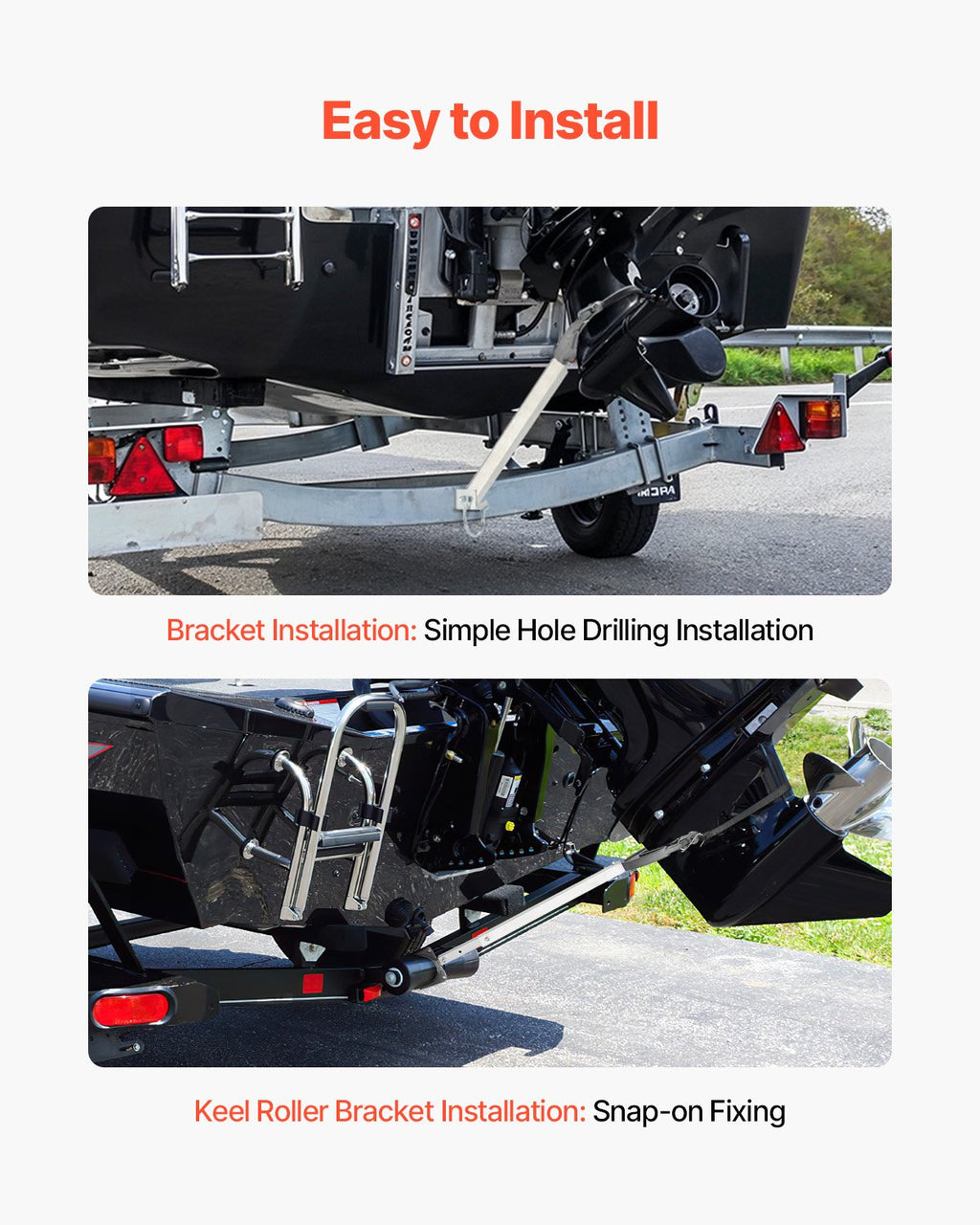 VEVOR Transom Saver, 609.6-914.4 mm, Adjustable Boat Transom Saver with Heavy-Duty Head, Corrosion-Resistant Easy-to-Install Transom Savers for Less Than 100 HP Outboard Motor , Fit for Roller & Trailer