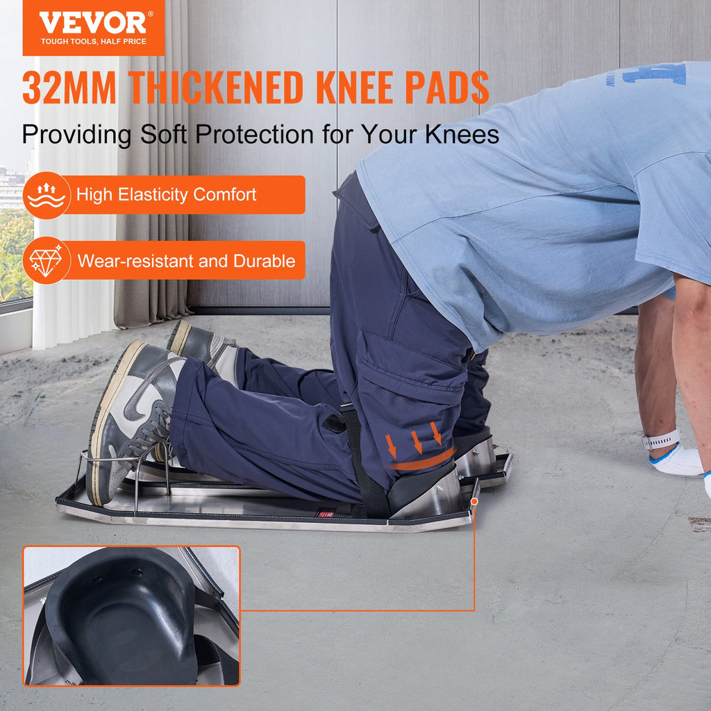 VEVOR Concrete Knee Boards Knee Sliders 28" x 8" 2 Pair w/ Knee Pad for Concrete