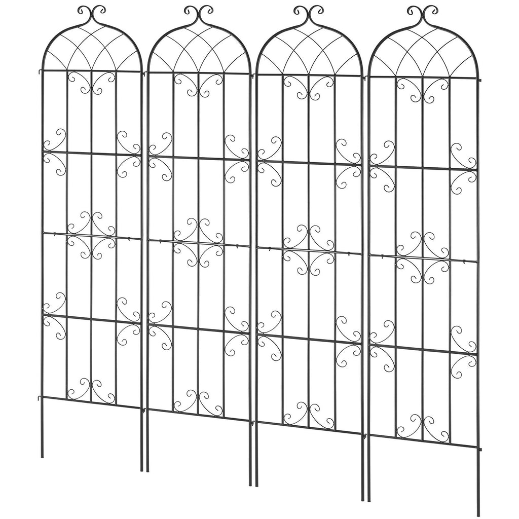 VEVOR Garden Trellis for Climbing Plants, 87 x 20 in, 4 Packs Rustproof Metal Garden Flower Trellis, Outdoor Climbing Rose Trellis Cucumbers Support, Decorative Clematis Trellis for Courtyards Lawns