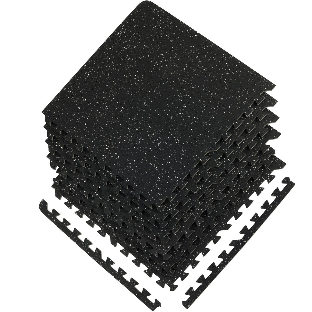 VEVOR 6 PCS 1/2 inch Thick Gym Floor Mats, 24" x 24" EVA Foam & Rubber Top Interlocking Workout Floor Mats with 24 sq.ft Coverage, Waterproof Exercise Puzzle Flooring for Gym, Home, Garage, Basement