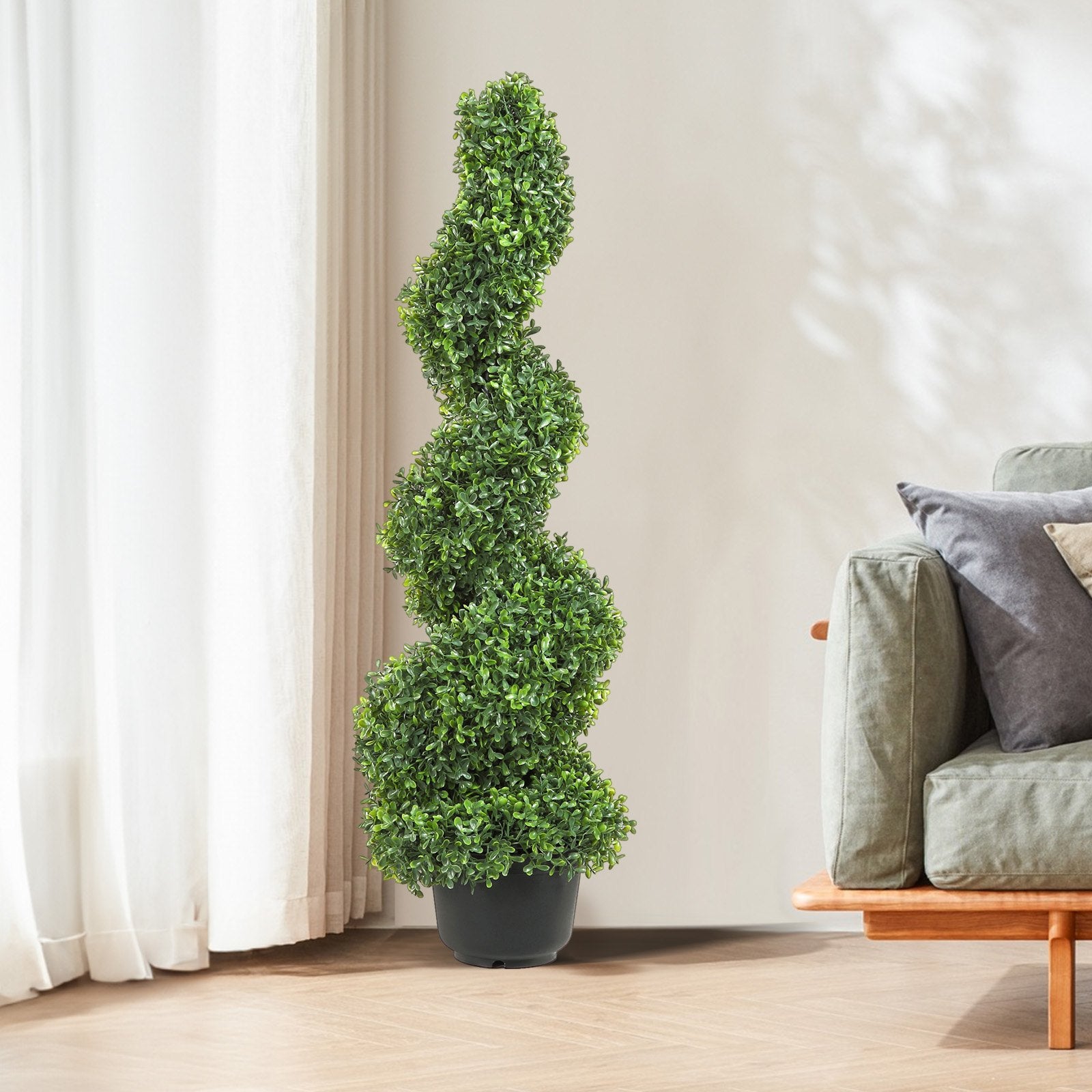 VEVOR Artificial Topiaries Boxwood Trees, 7.6cm Tall (2 Pieces) Faux Topiary Plant Outdoor, All-year Green Feaux Plant w/ Replaceable Leaves for Decorative Indoor/Outdoor/Garden
