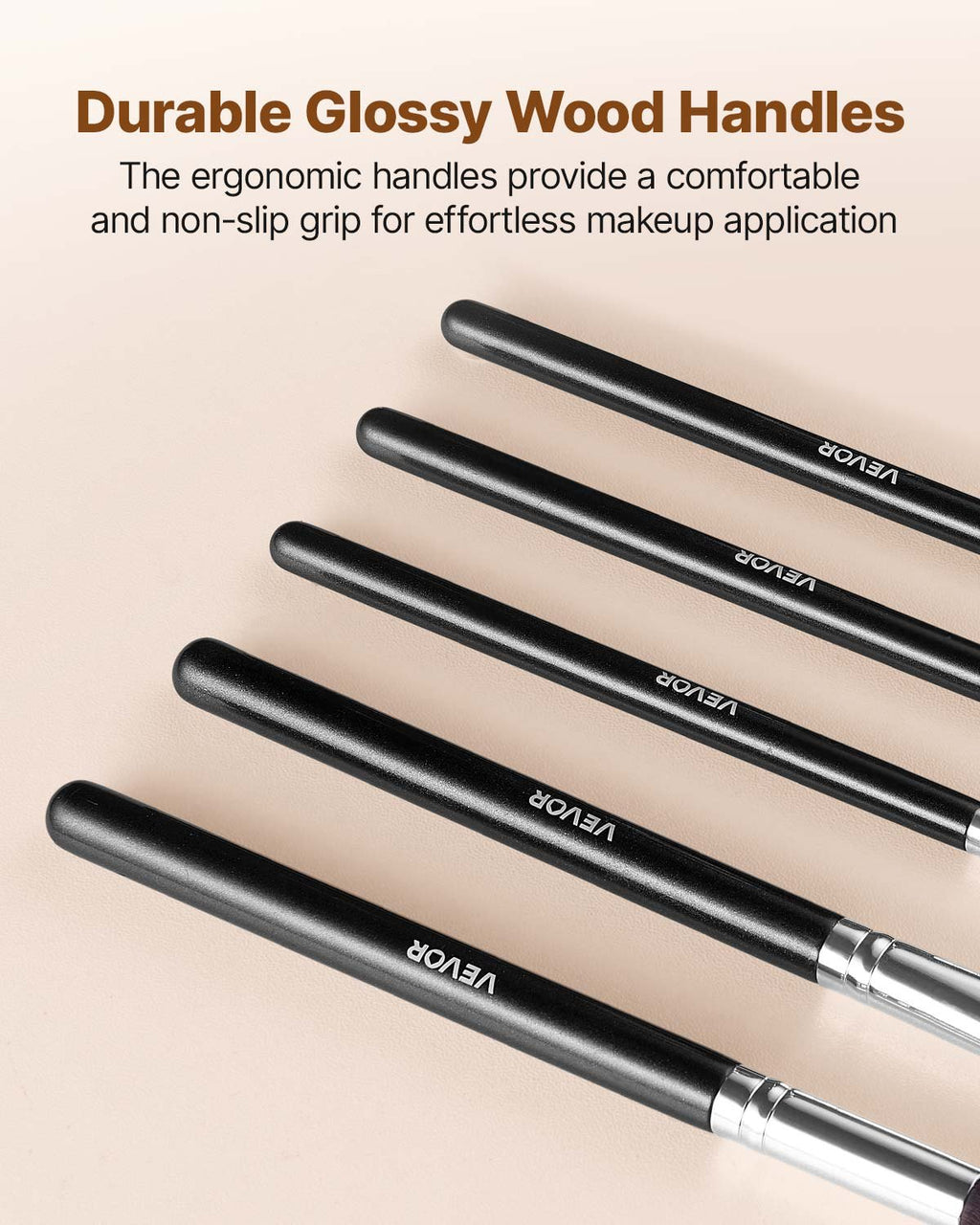 VEVOR 34-Piece Makeup Brush Set, Professional Brushes Kit for Foundation Blending Eyeshadow Concealer Blush - with Soft Bristles, Ergonomic Wood Handle, Travel-Friendly Case Included