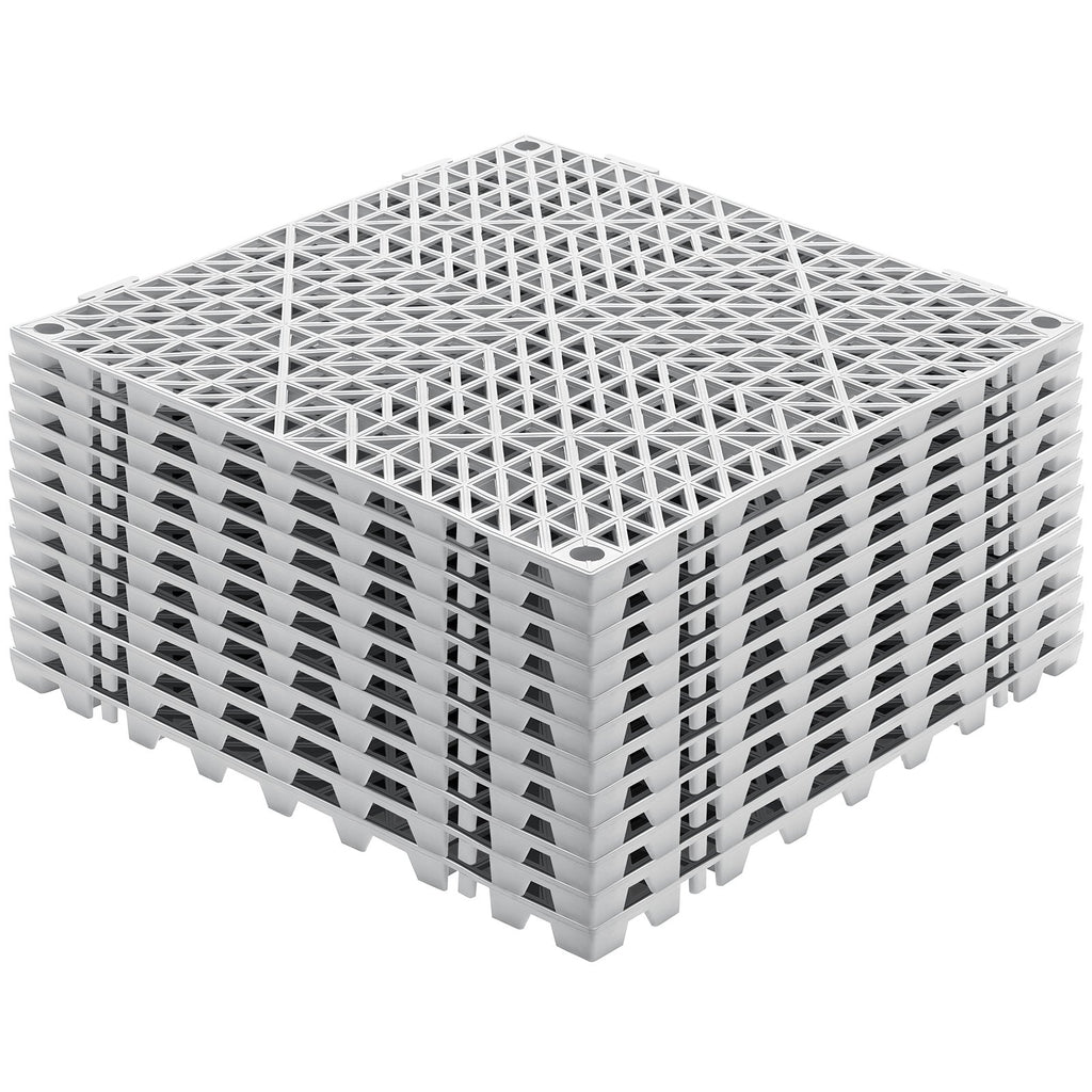 VEVOR Modular Interlocking Cushion, 12 Pack 30 x 30 cm Splicing Drainage Mats, Soft PVC Interlocking Drainage Floor Tiles, Non-Slip Drainage Holes for Restroom, Bathroom, Kitchen, Pool, Wet Area, Gray