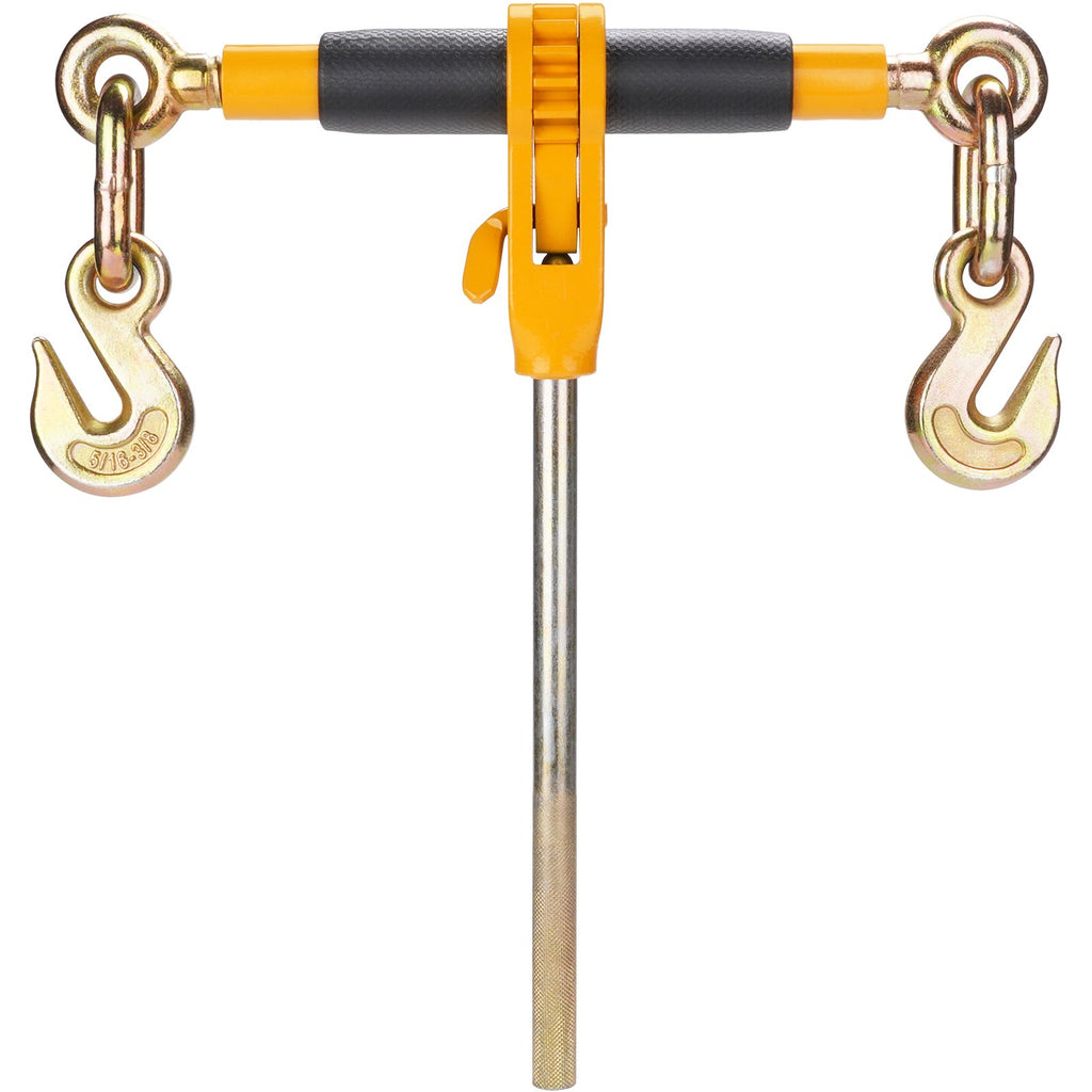 VEVOR Ratchet Chain Binder, 0.9-1.27 cm Heavy Duty Load Binders, with G80 Hooks 5443 kg Secure Load Limit, Labor-saving Anti-skid Handle, Tie Down Hauling Chain Binders for Flatbed Truck Trailer, 4 Pc