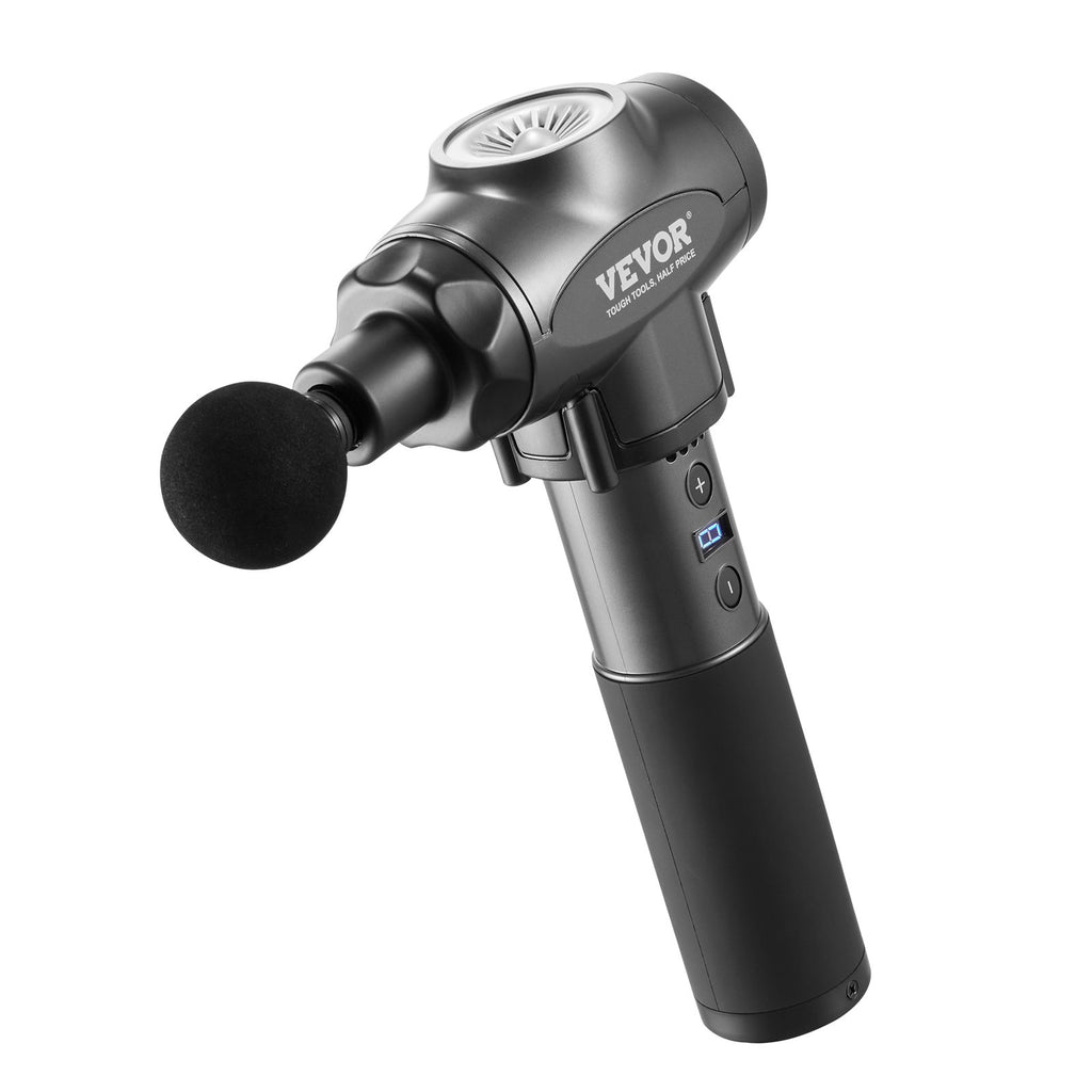 VEVOR Massage Gun Deep Tissue, Percussion Muscle Massager for Athletes - with 9 Speed Levels & 6 Massage Heads, 24V 2500mAh Batteries, Handheld Electric Massage Gun for Pain Relief, Muscle Relaxation