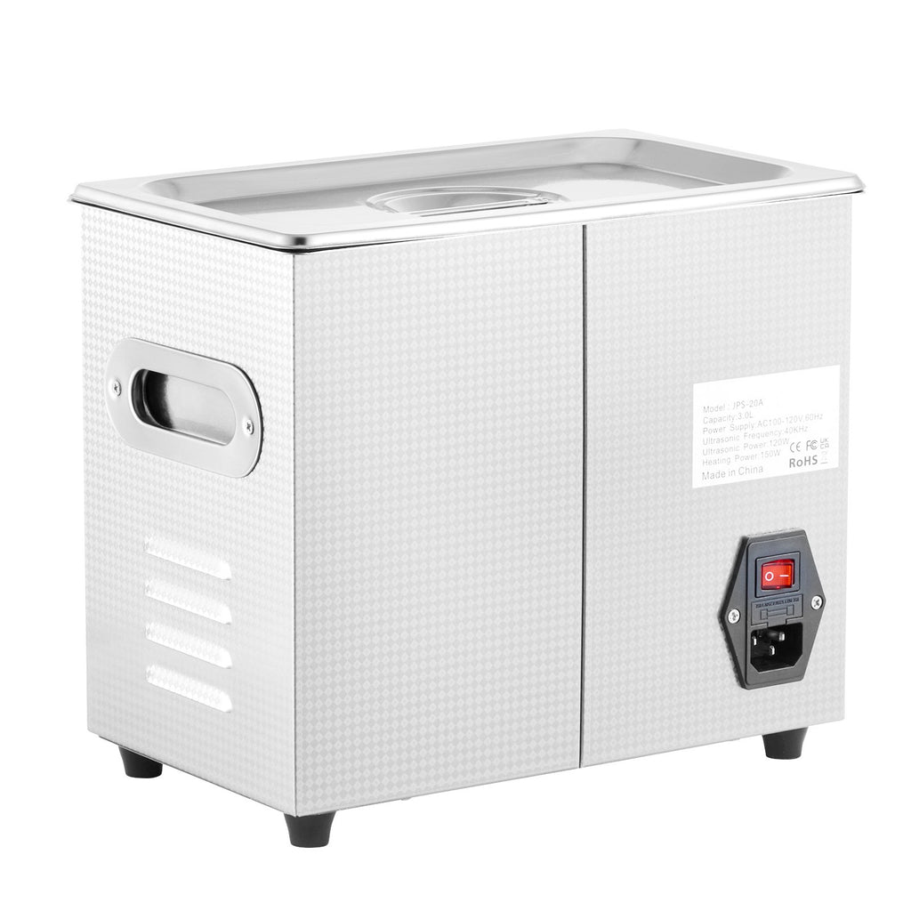 VEVOR Ultrasonic Cleaner Machine 3L Stainless Steel Ultrasonic Cleaning Machine Digital Heater Timer Jewelry Cleaning for Commercial Personal Home Use (3L)