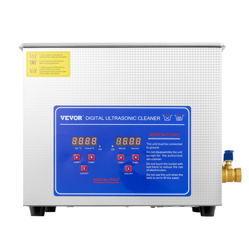 VEVOR Ultrasonic Cleaner 10L Jewelry Cleaning with Digital Timer Ultrasonic Cleaning Machine for Jewellery Rings Watches Eyeglasses Dentures Coins Metal Parts Commercial and Home Use Silver