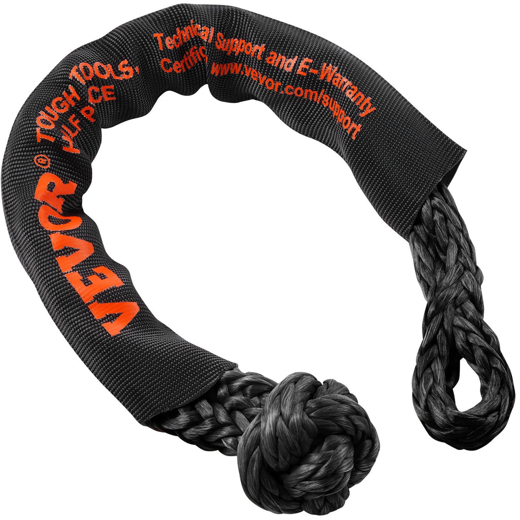 VEVOR Synthetic Soft Shackle Rope, 2 Pack 12.7 x 558.8 mm 20 Ton Breaking Strength, Recovery Tow Shackles with Extra 2 Sleeves and Storage Bag for UTV, ATV, Trucks, Jeep, Off-Road Vehicles, Black
