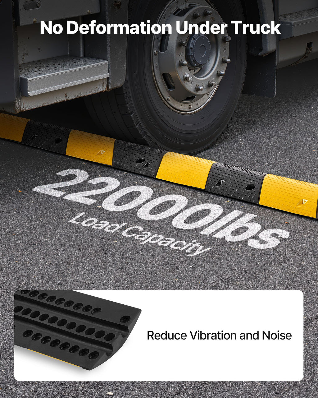 VEVOR 1000MM Rubber Speed Bump, 2 Pack, 2 Channel Heavy Duty Traffic Speed Hump, 9,979 kg/Axle Load Capacity, Cable Protector Ramp with Expansion Screws, for Asphalt Concrete Gravel Driveway and Road