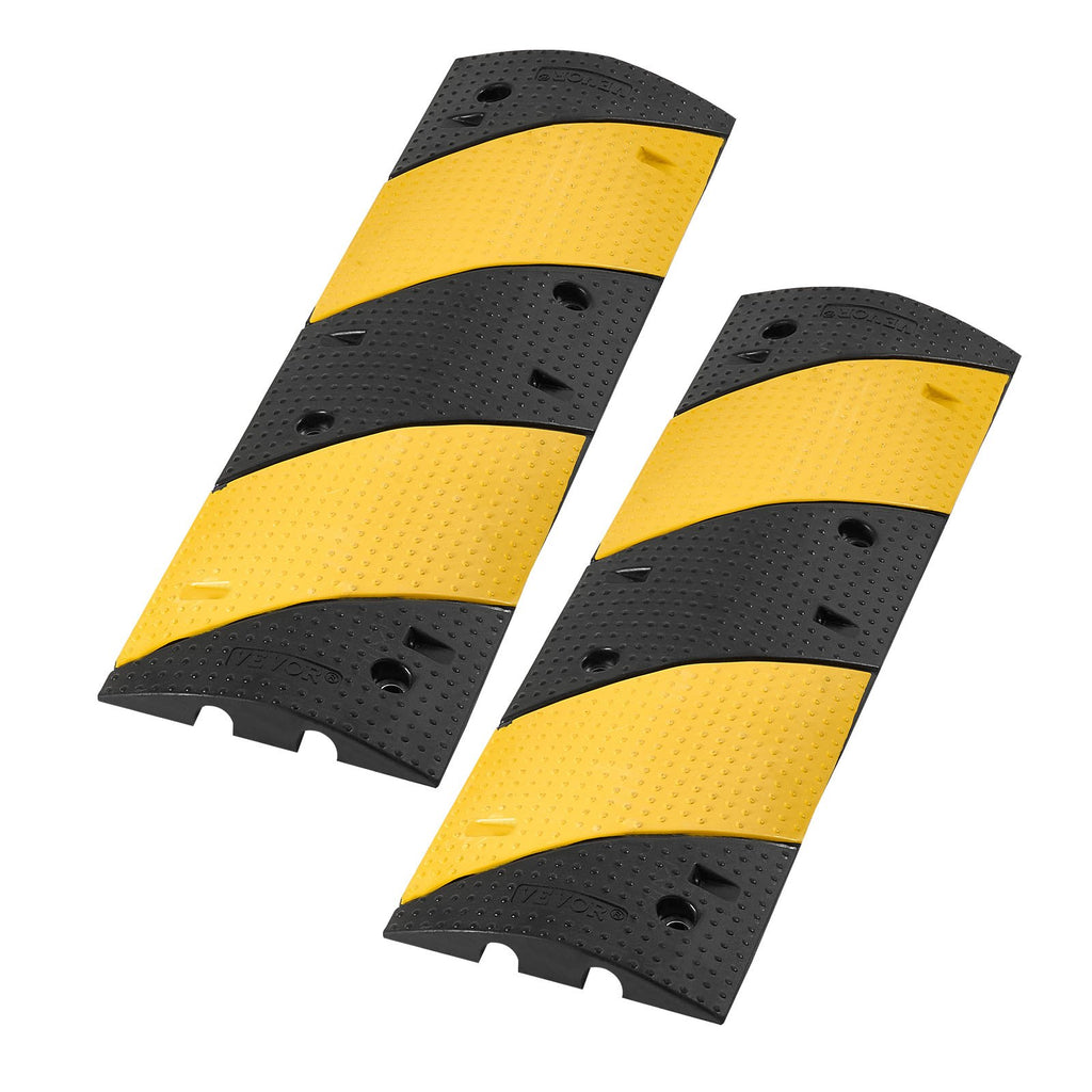 VEVOR 1000MM Rubber Speed Bump, 2 Pack, 2 Channel Heavy Duty Traffic Speed Hump, 9,979 kg/Axle Load Capacity, Cable Protector Ramp with Expansion Screws, for Asphalt Concrete Gravel Driveway and Road