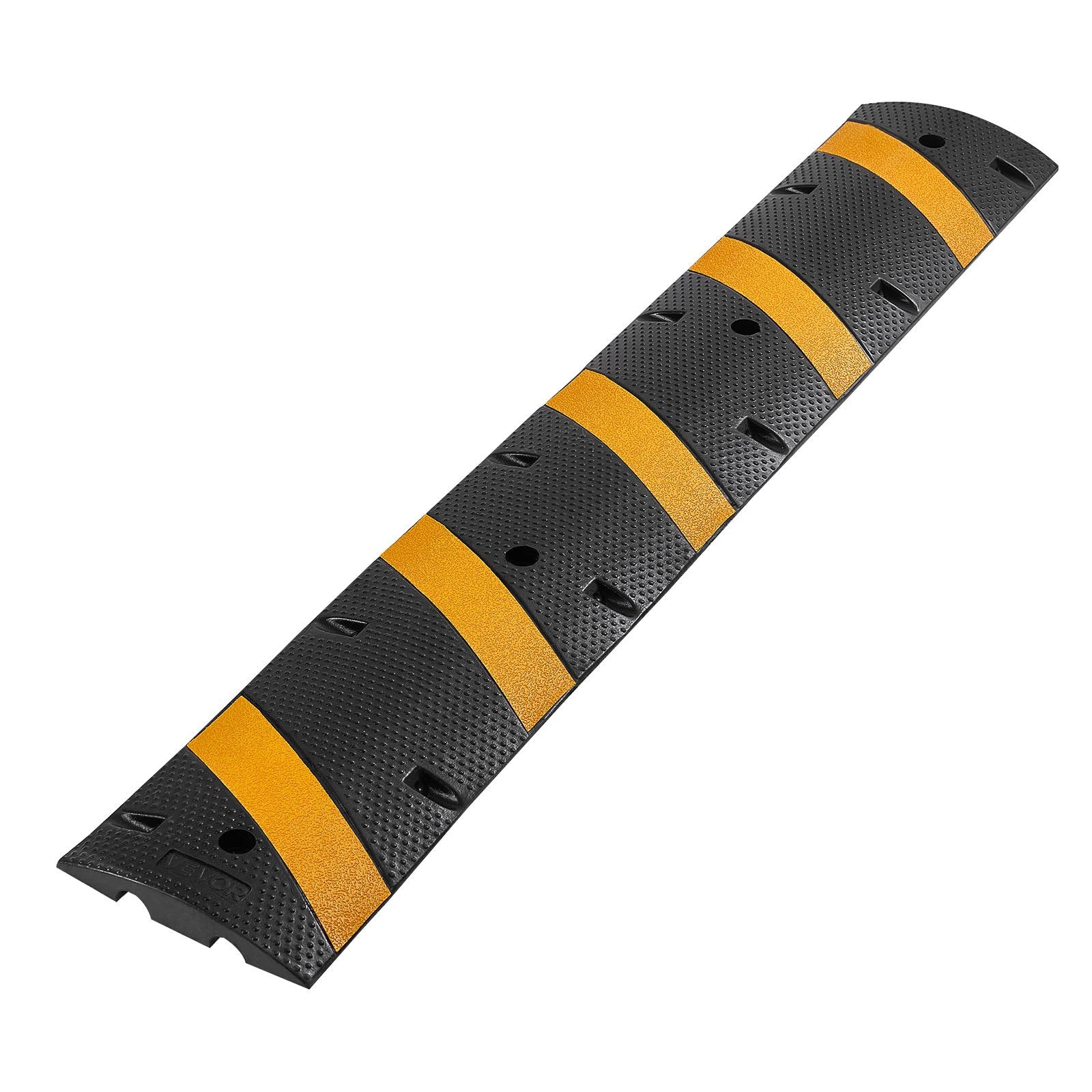 VEVOR 1830MM Rubber Speed Bump, 2 Pack, 2 Channel Heavy Duty Traffic Speed Hump, 9,979 kg/Axle Load Capacity, Cable Protector Ramp with Expansion Screws, for Asphalt Concrete Gravel Driveway Road