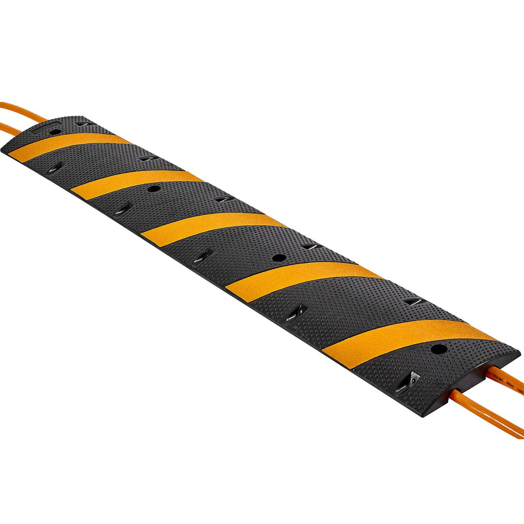 VEVOR 1830MM Rubber Speed Bump, 2 Pack, 2 Channel Heavy Duty Traffic Speed Hump, 9,979 kg/Axle Load Capacity, Cable Protector Ramp with Expansion Screws, for Asphalt Concrete Gravel Driveway Road