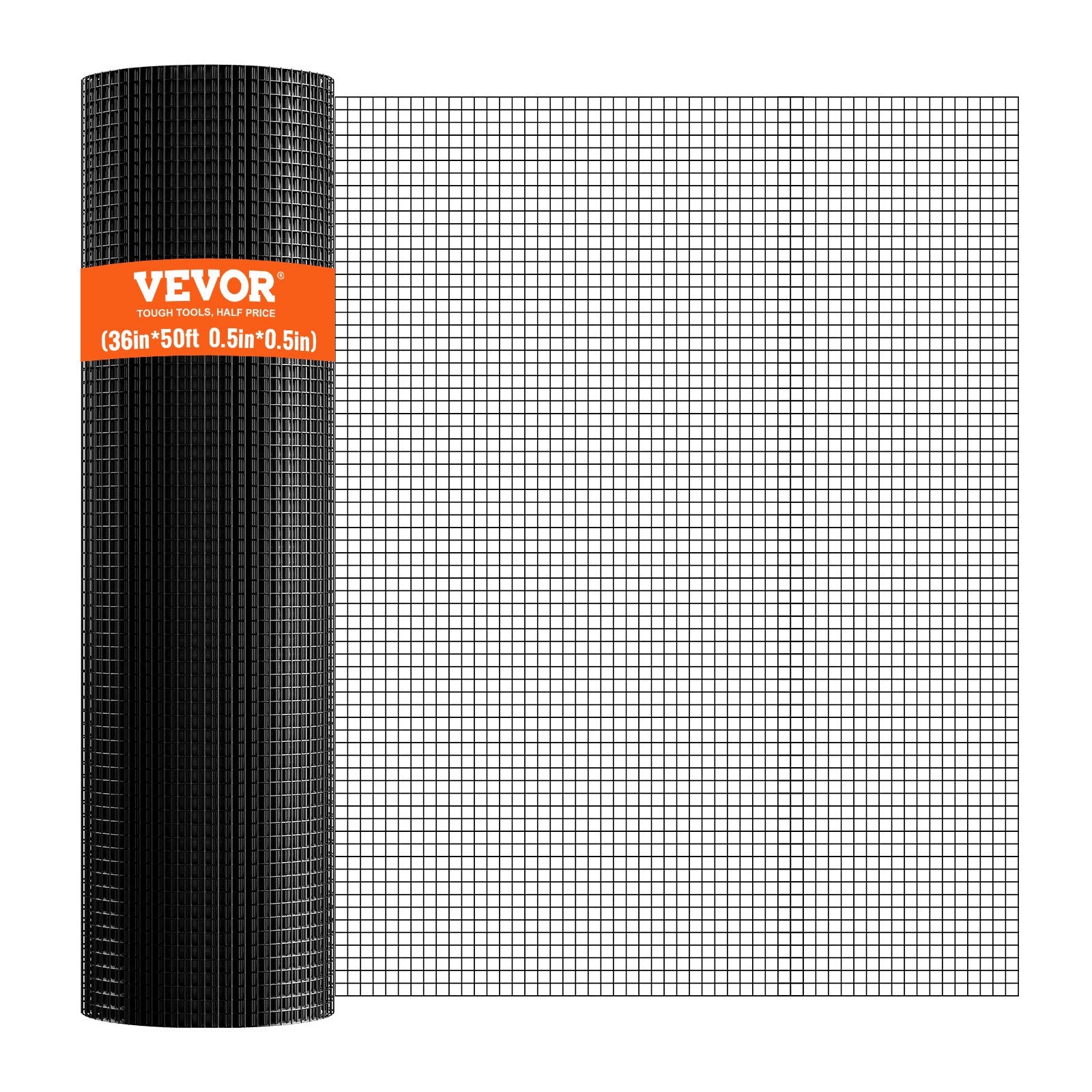 VEVOR Hardware Cloth, 36'' x 50' Galvanized Wire Mesh Roll, 19 Gauge Chicken Wire Fence Roll, Vinyl Coating Metal Wire Mesh for Chicken Coop Barrier, Rabbit Snake Fences, Poultry Enclosures