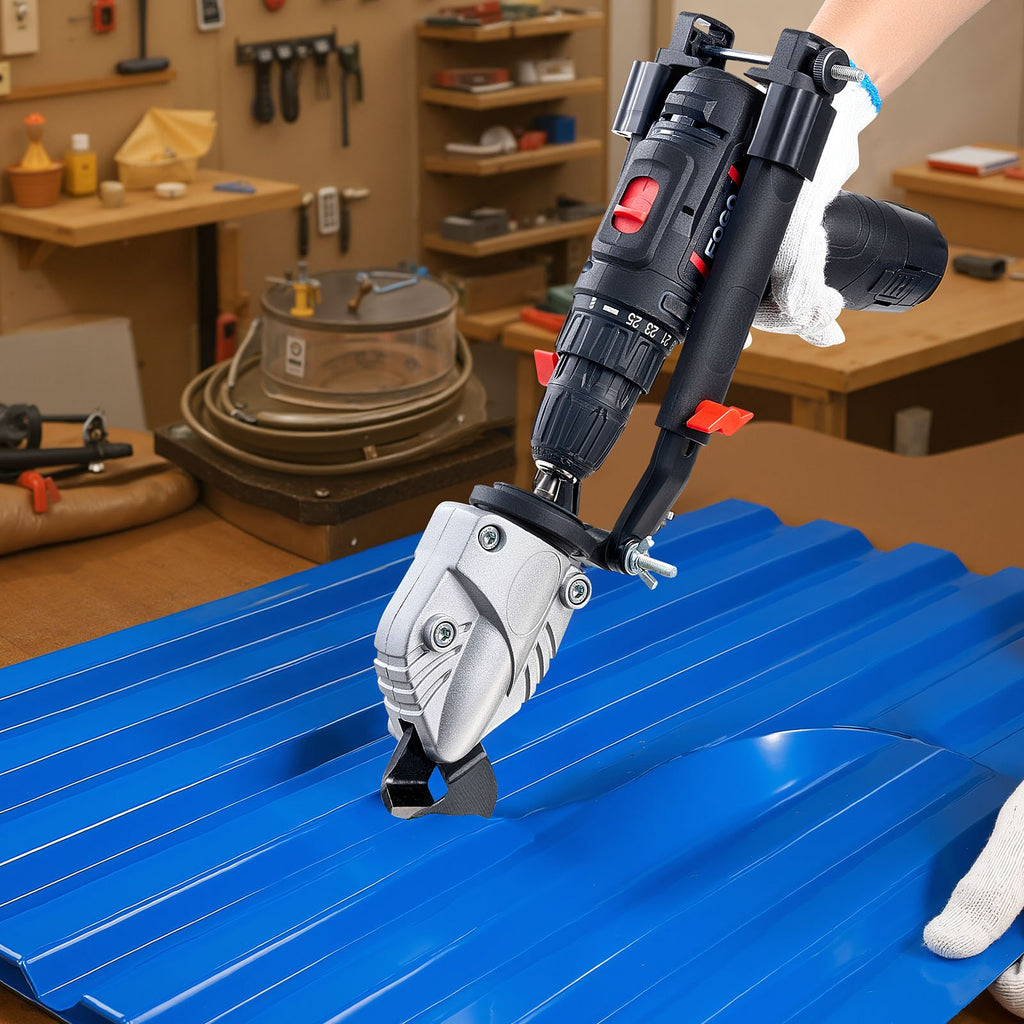 VEVOR Metal Shear/Cutter Drill Attachment, Sheet Metal Cutter with 360-Degree Pivoting Head, Sharp Blades,Ideal for 18 GA Galvanized Steel, 20 GA Stainless Steel, Aluminum Plate, Plastic, Cardboard