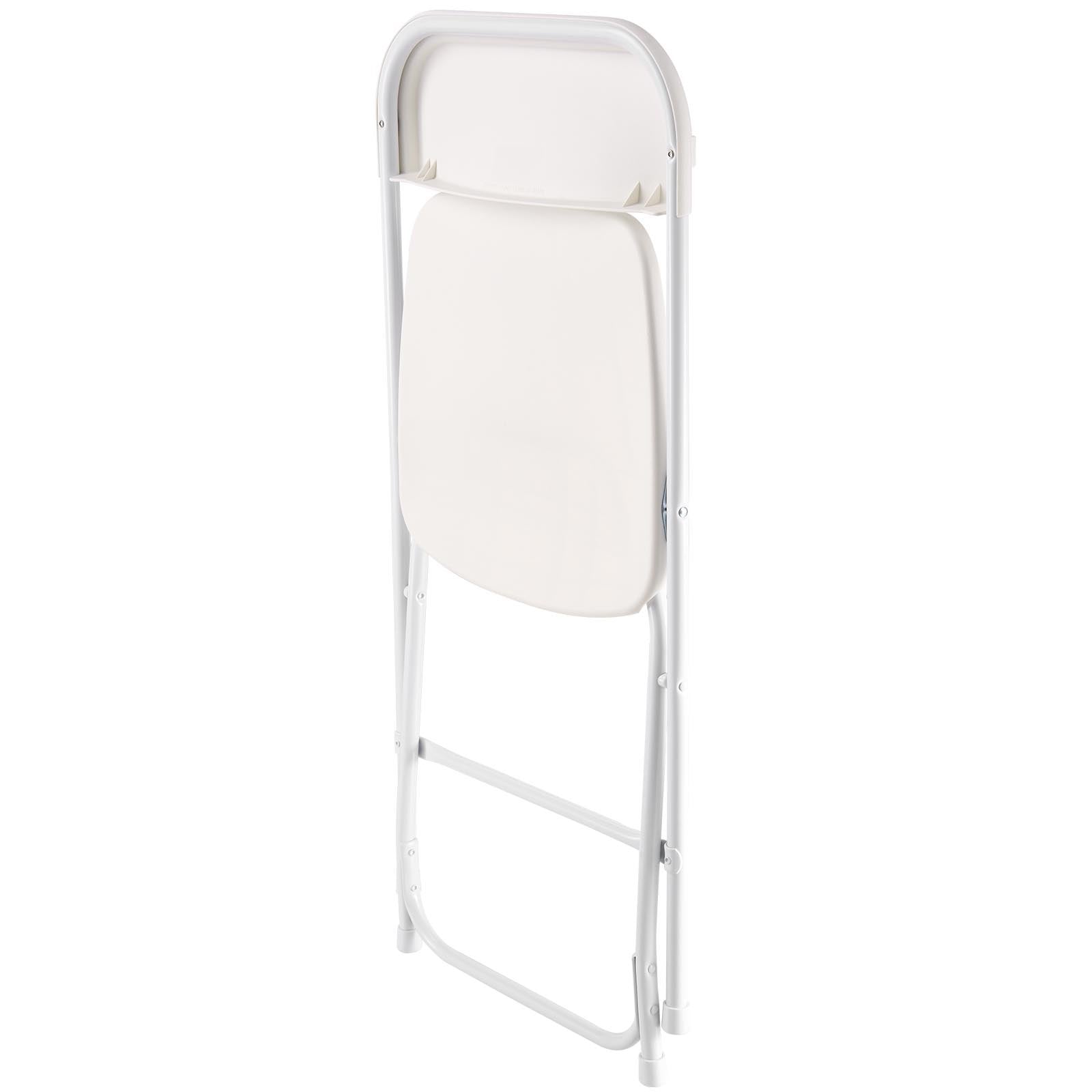 VEVOR 4 Pack Folding Chairs, Foldable Plastic Chairs with Heavy Duty Metal Frame, Portable Folding Card Table Chairs, Stackable Indoor Outdoor Seats for Home, Yard, Garden, Parties, Events, White