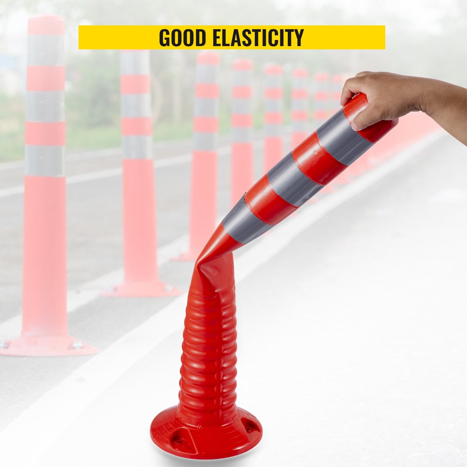 VEVOR Traffic Delineator Posts Flexible Channelizer Cone 30" Spring Post 6PCS