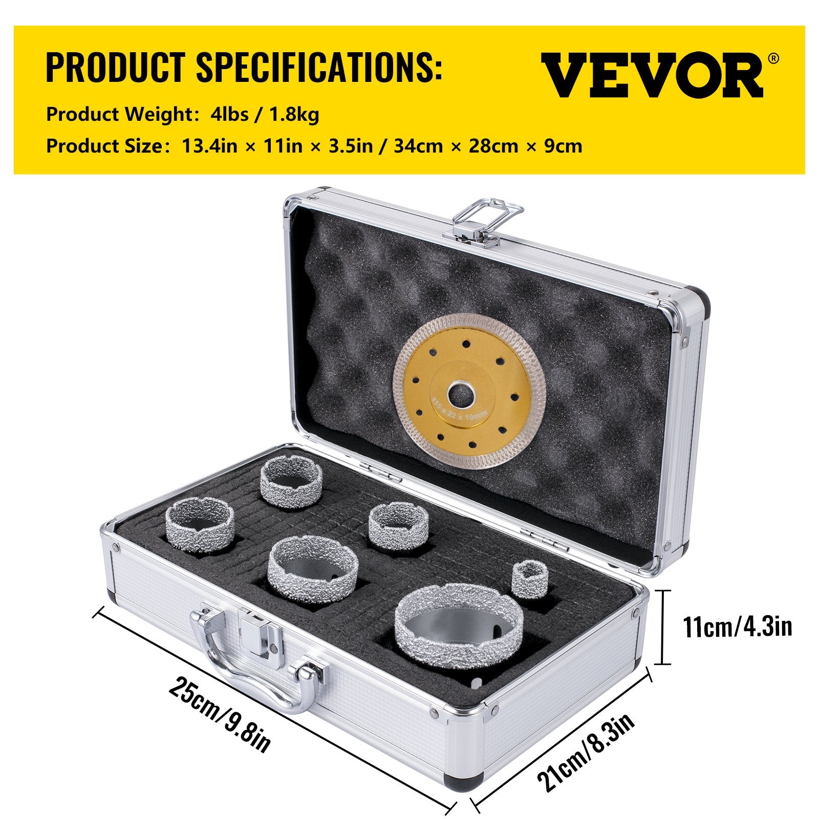 VEVOR Diamond Drill Bits 6PCS Diamond Hole Saw 20/35/40/50/55/68mm Tile Hole Saw Kit Vacuum Brazed Diamond Drill Bit 0.59in/15mm Segment Tile Hole Saw w Storage Case for Tile Ceramic Porcelain Marble