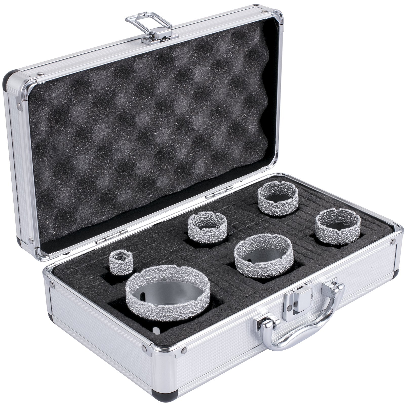VEVOR Diamond Drill Bits 6PCS Diamond Hole Saw 20/35/40/50/55/68mm Tile Hole Saw Kit Vacuum Brazed Diamond Drill Bit 0.59in/15mm Segment Tile Hole Saw w Storage Case for Tile Ceramic Porcelain Marble