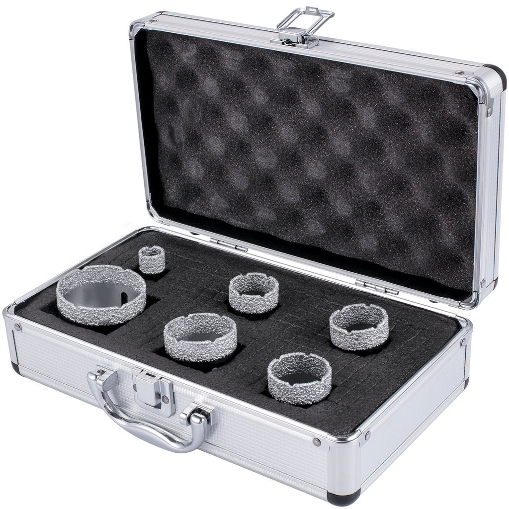 VEVOR Diamond Drill Bits 6PCS Diamond Hole Saw 20/35/40/50/55/68mm Tile Hole Saw Kit Vacuum Brazed Diamond Drill Bit 0.59in/15mm Segment Tile Hole Saw w Storage Case for Tile Ceramic Porcelain Marble