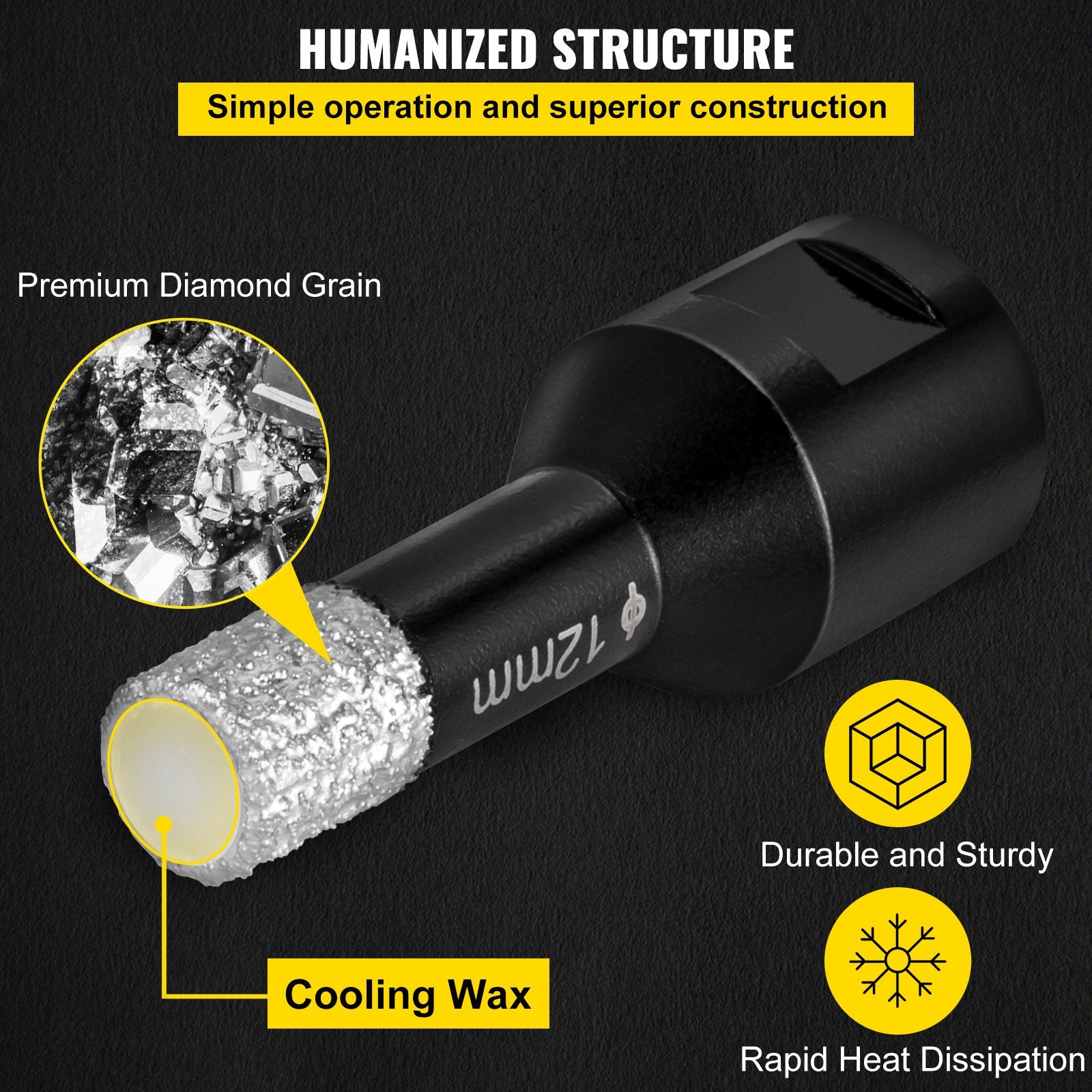 VEVOR Diamond Drill Bits 7PCS Diamond Hole Saw 6/6/8/8/10/12/14mm Tile Hole Saw Kit Vacuum Brazed Diamond Drill Bit 0.59in/15mm Segment Tile Hole Saw w Storage Case for Tile Ceramic Porcelain Marble