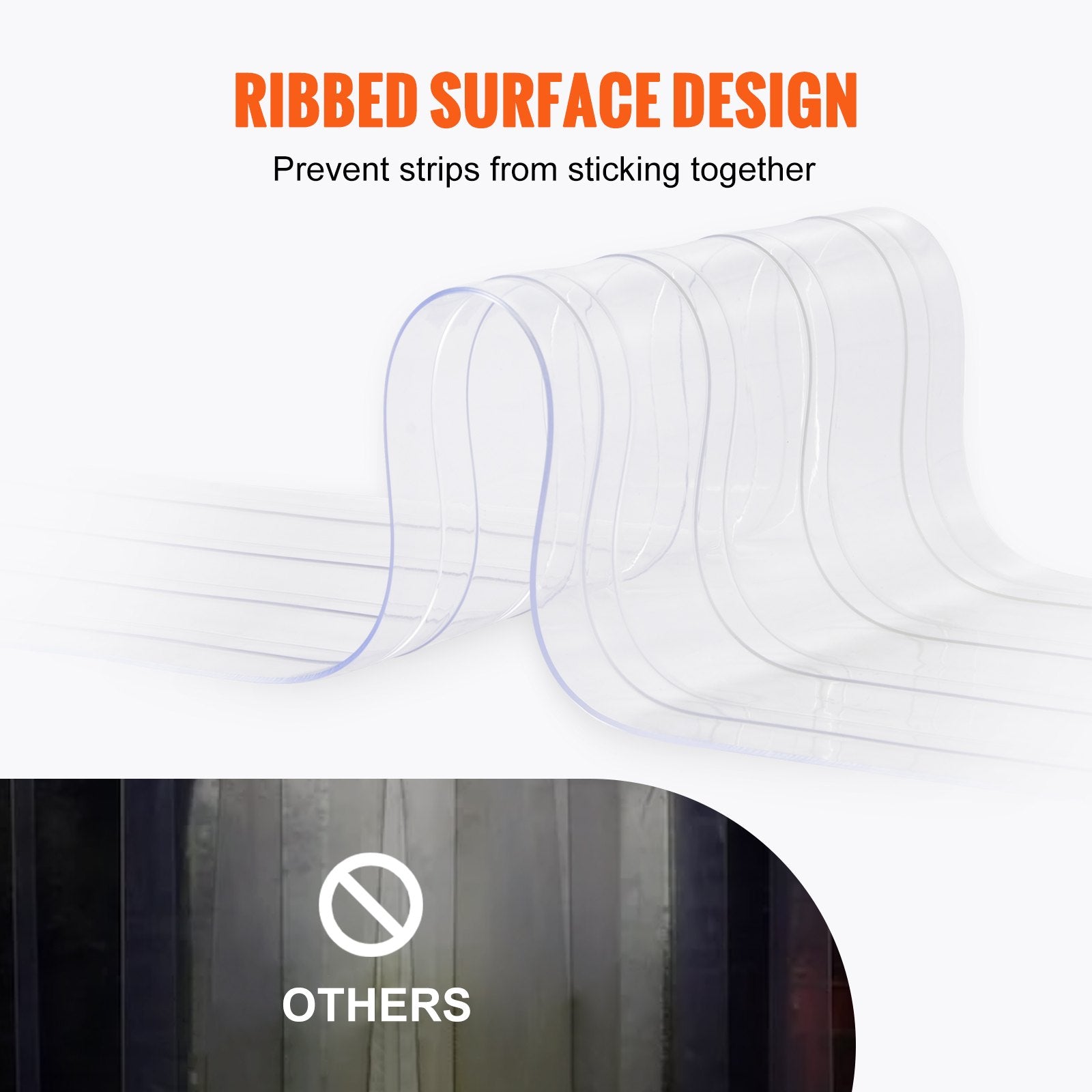 VEVOR Strip Curtain, 3048 cm L x 30.5 cm W x 3 mm Thickness, Clear Ribbed PVC Curtain Strip Door Bulk Roll, Plastic Door Strips for Doorway of Supermarket, Garage, Warehouse, Barn, Pet Animal House