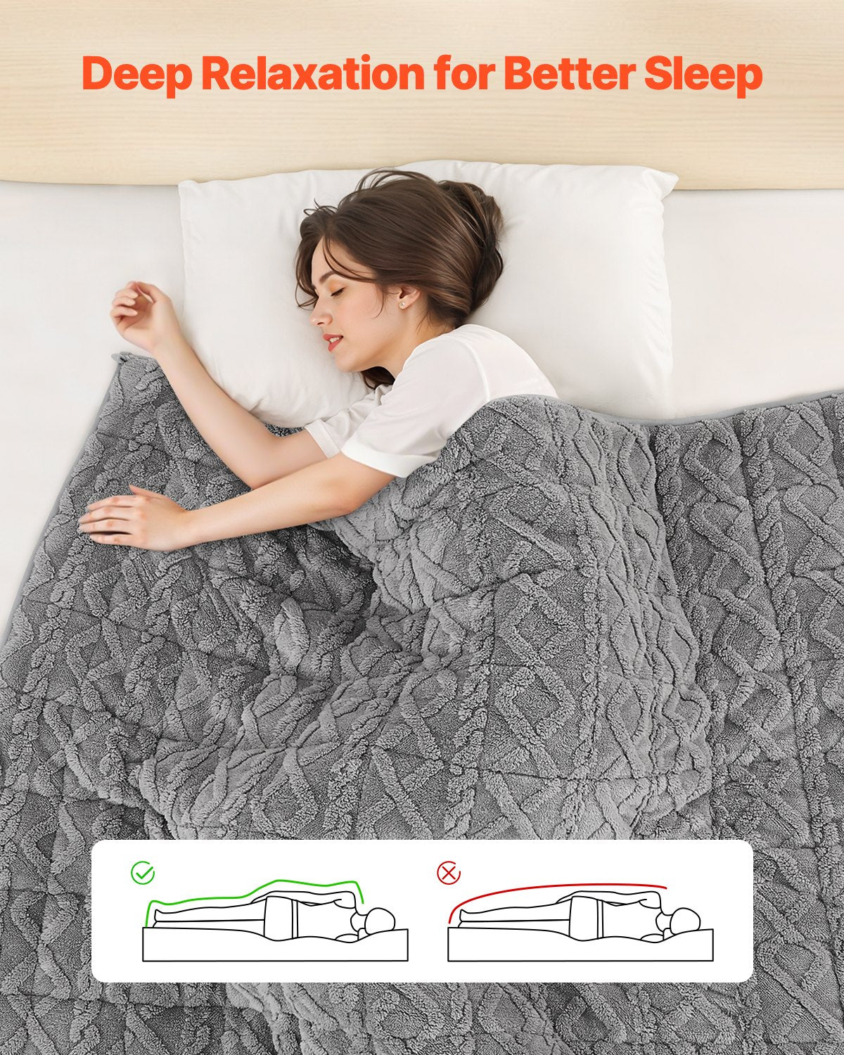 VEVOR Weighted Blanket, 9 kg, 1524 x 2032 mm Queen Size, Sherpa Fleece Heavy Blanket with Glass Beads, Soft Warm Cozy Fluffy Touch, for 90-113 kg Adults, Anxiety Stress Relief, Improve Sleep, Grey
