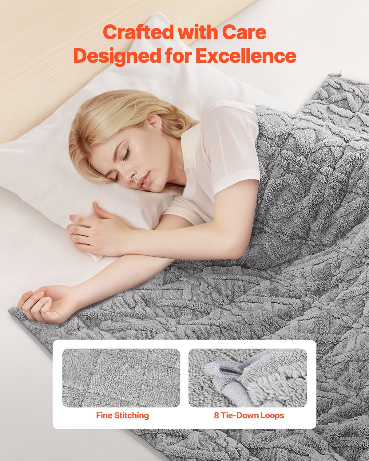 VEVOR Weighted Blanket, 9 kg, 1524 x 2032 mm Queen Size, Sherpa Fleece Heavy Blanket with Glass Beads, Soft Warm Cozy Fluffy Touch, for 90-113 kg Adults, Anxiety Stress Relief, Improve Sleep, Grey