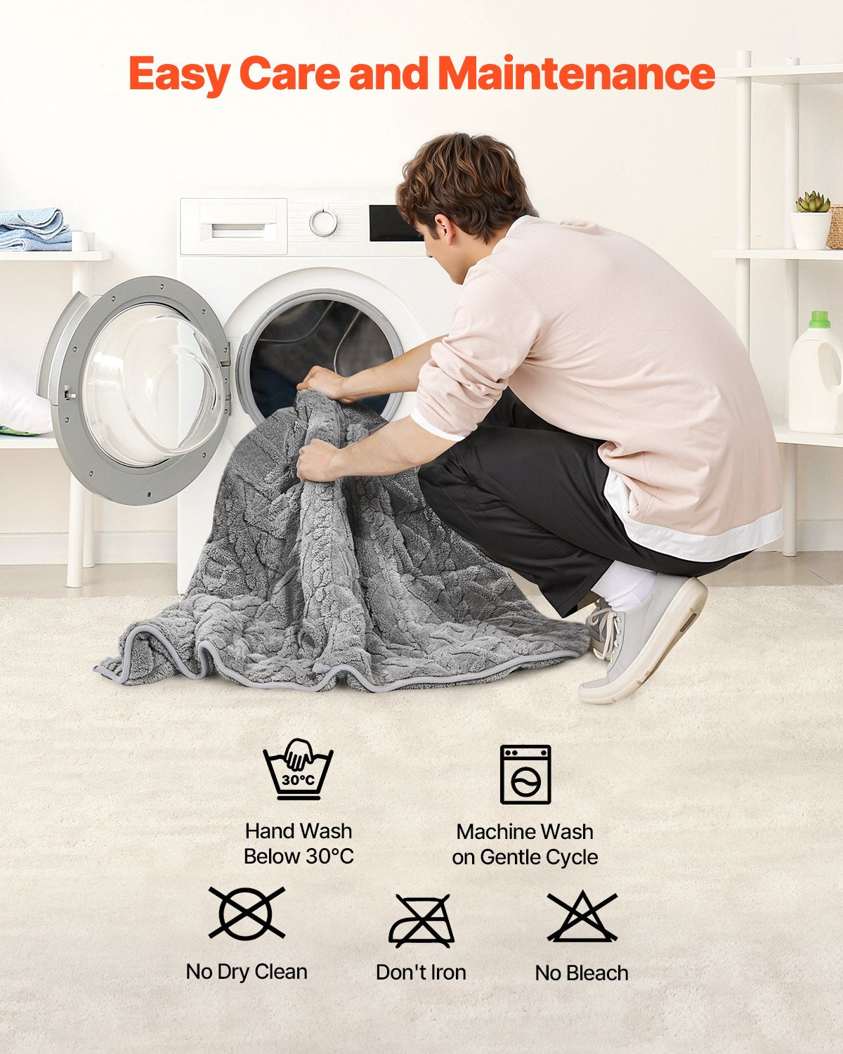 VEVOR Weighted Blanket, 9 kg, 1524 x 2032 mm Queen Size, Sherpa Fleece Heavy Blanket with Glass Beads, Soft Warm Cozy Fluffy Touch, for 90-113 kg Adults, Anxiety Stress Relief, Improve Sleep, Grey