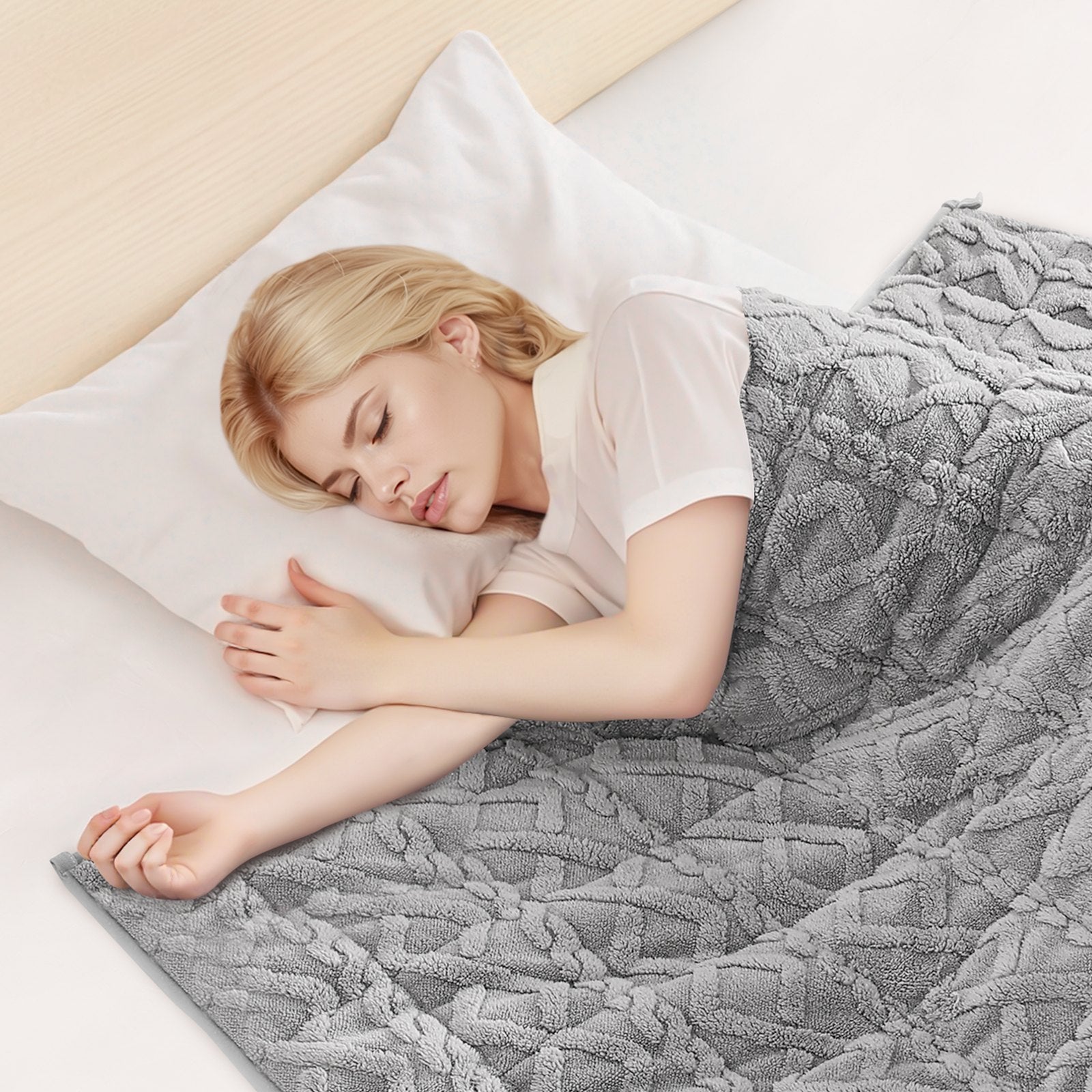 VEVOR Weighted Blanket, 9 kg, 1524 x 2032 mm Queen Size, Sherpa Fleece Heavy Blanket with Glass Beads, Soft Warm Cozy Fluffy Touch, for 90-113 kg Adults, Anxiety Stress Relief, Improve Sleep, Grey