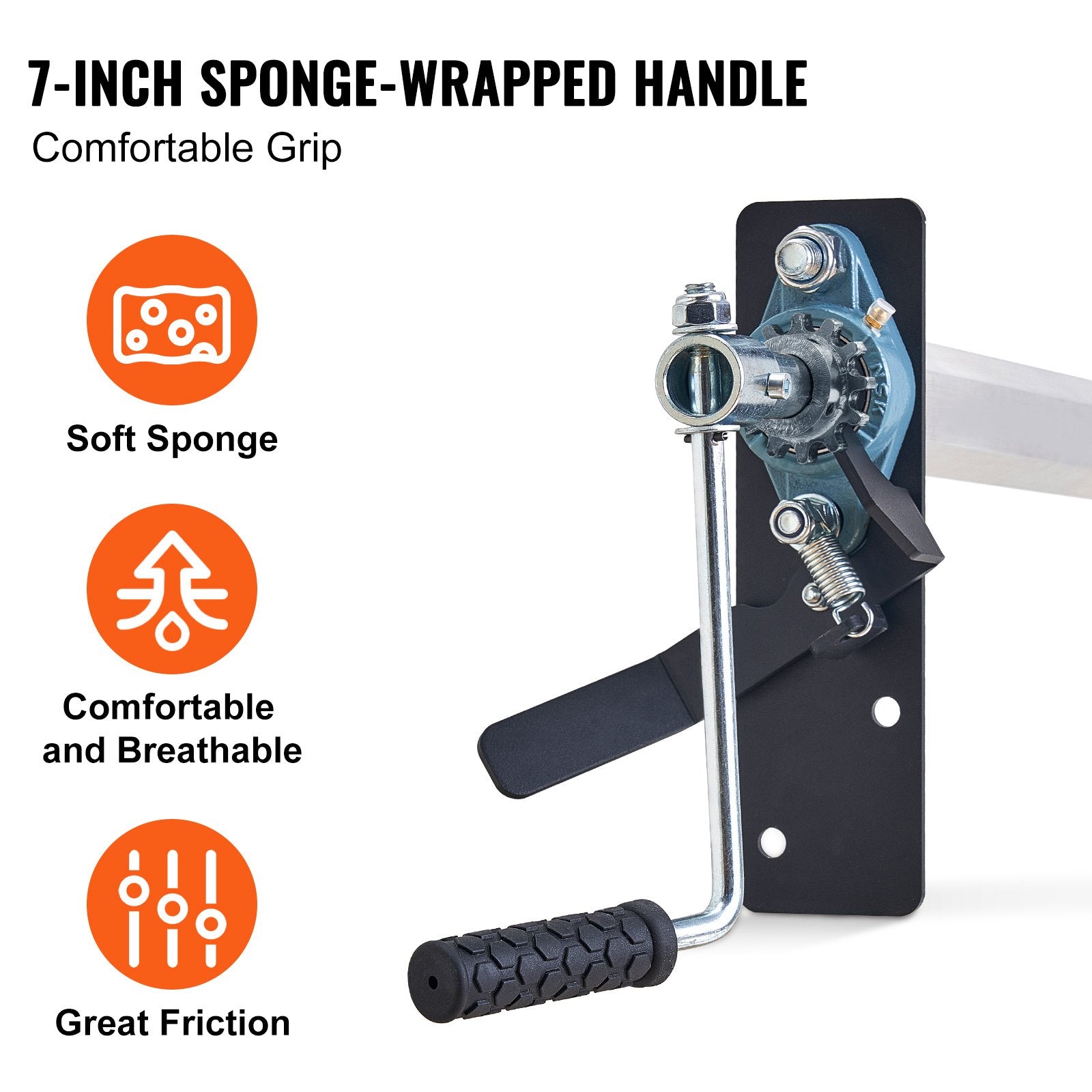 VEVOR Hand Crank Tarp Roller Kit, 1.6-2.6 m Wide, Aluminum Alloy, Manual Cab Level Dump Truck Tarp Roller with 17.8 cm Sponge-Wrapped Handle, Perfect for Dump Trucks, Trailers, Trash Haulers (No Tarp)