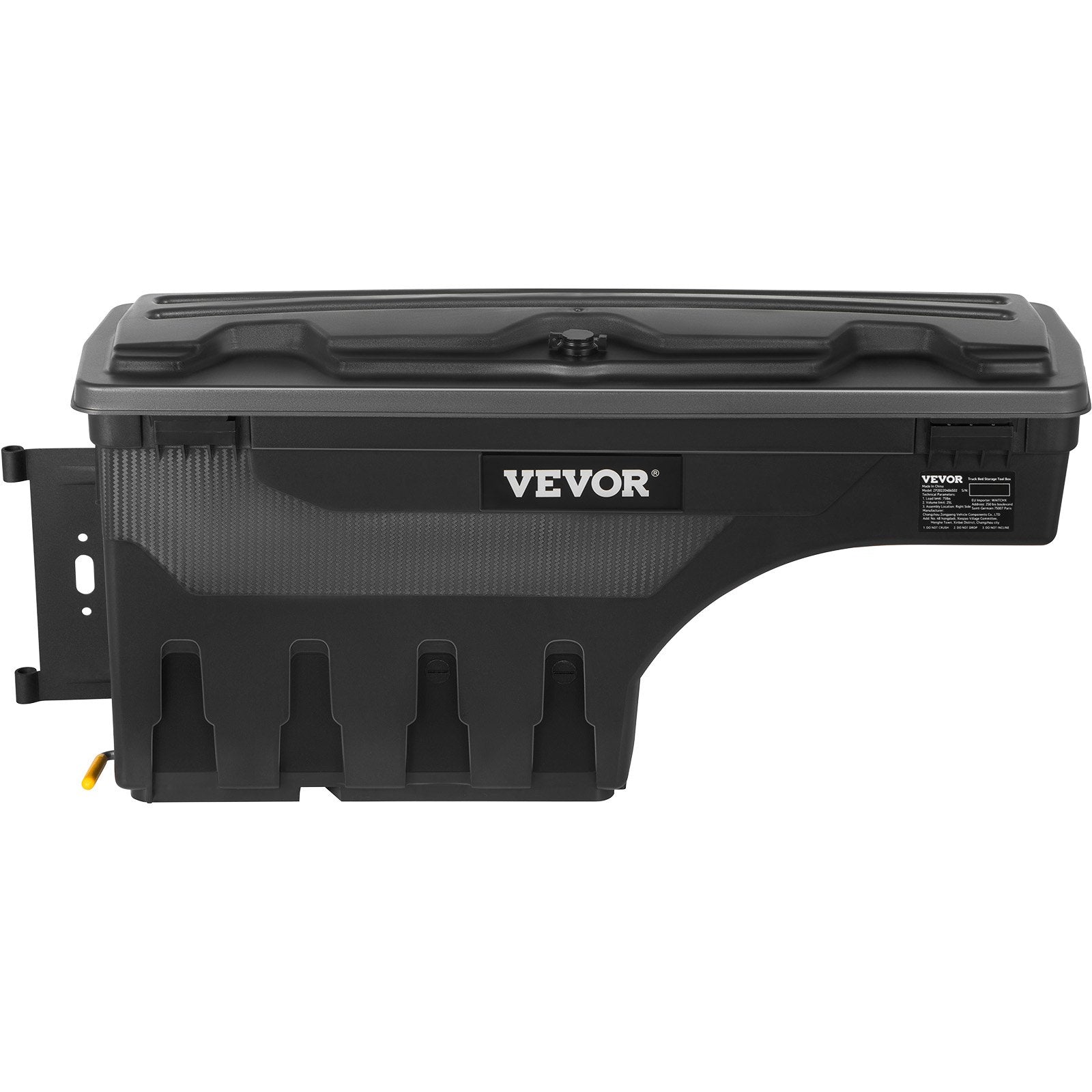 VEVOR Truck Bed Storage Box, Lockable Swing Case with Password Padlock, 6.6 Gal/25 L ABS Wheel Well Tool Box, Waterproof and Durable, Compatible with Ford F-150 2015-2021, Drivers Side