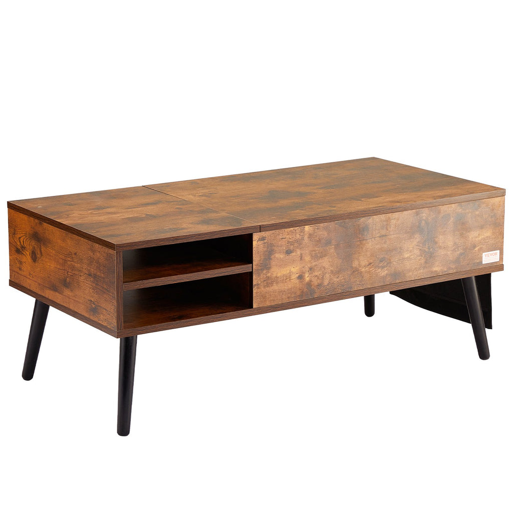 VEVOR Lift Top Coffee Table 39.4 in Rectangle Coffee Table for Living Room Brown