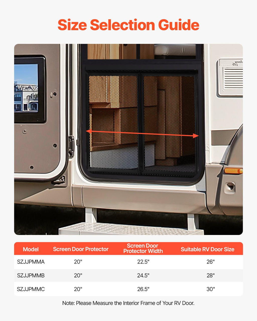 VEVOR RV Screen Door Protector,  622.3 x 508 mm Door Grille, Easy to Install and Disassemble, Reinforced Breathable Protective Mesh, Aluminum Alloy Camper RV Entry Protector for Pet Protection, Black