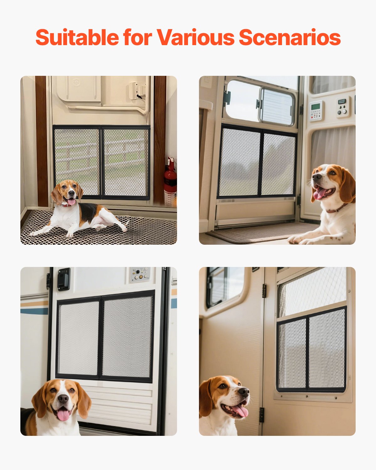 VEVOR RV Screen Door Protector, 673.1 x 508 mm Door Grille, Easy to Install and Disassemble, Reinforced Breathable Protective Mesh, Aluminum Alloy Camper RV Entry Protector for Pet Protection, Black