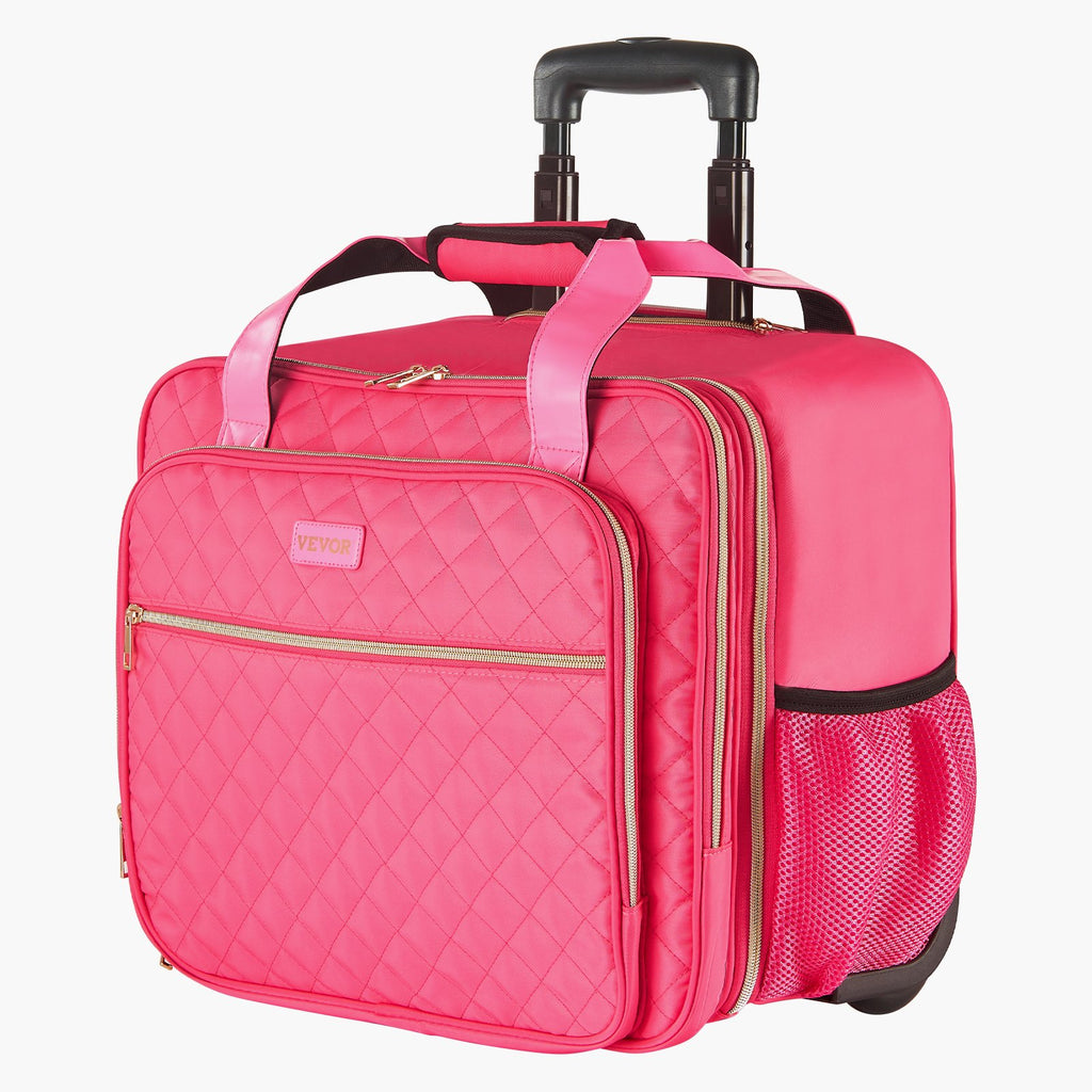 VEVOR Rolling Laptop Bag, Fits Up to 17.3 Inch Laptop, Wheeled Briefcase, Roller Computer Tote Bag with 2 Fixed Wheels & Telescoping Handle, Laptop Case for Work Travel Business Office, Red
