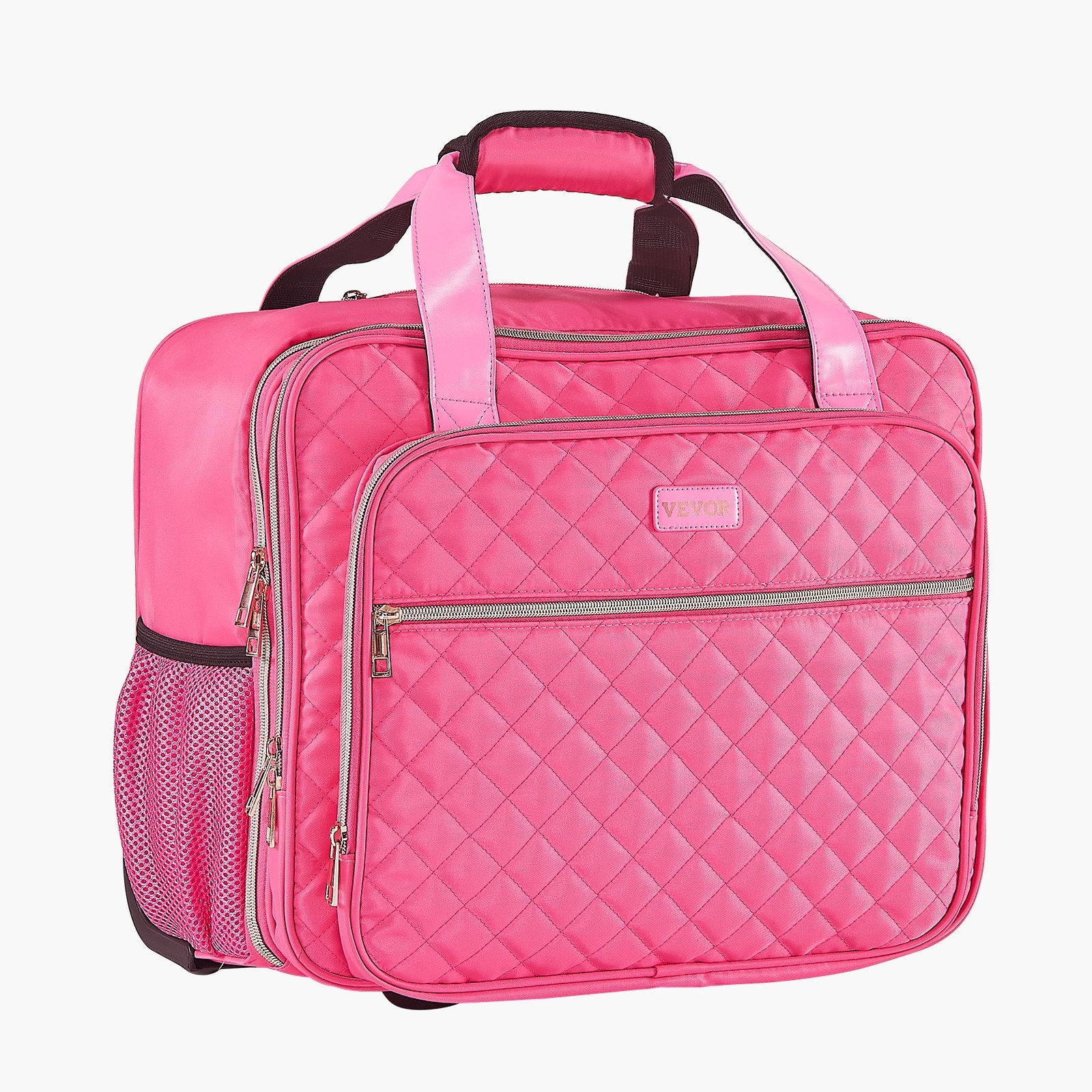 VEVOR Rolling Laptop Bag, Fits Up to 17.3 Inch Laptop, Wheeled Briefcase, Roller Computer Tote Bag with 2 Fixed Wheels & Telescoping Handle, Laptop Case for Work Travel Business Office, Red