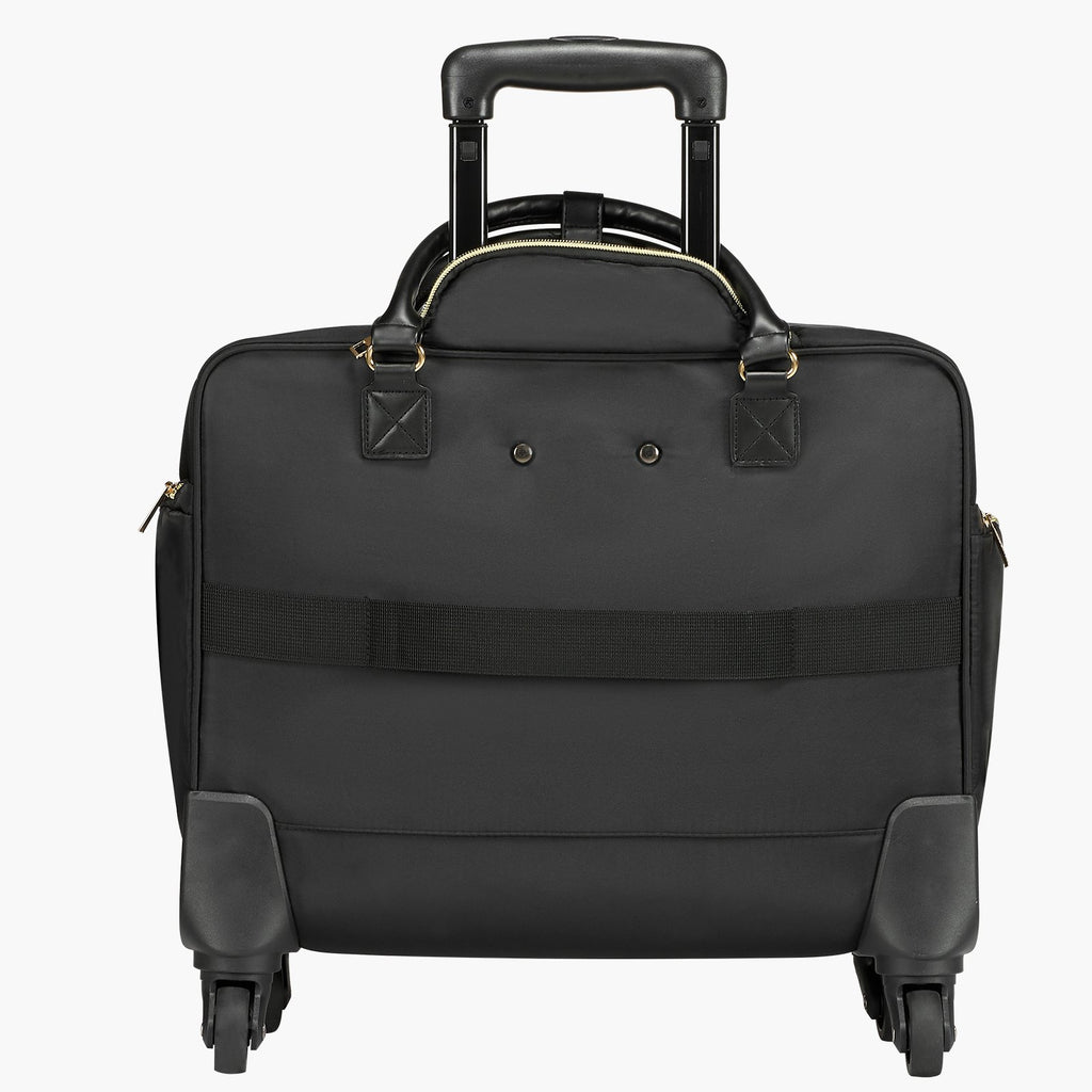 VEVOR Rolling Laptop Bag, Fits Up to 17.3 Inch Laptop, Wheeled Briefcase, Roller Computer Tote Bag with 4 Spinner Wheels & TSA Lock, Laptop Case for Work Travel Business, Women & Men (Black Gold)