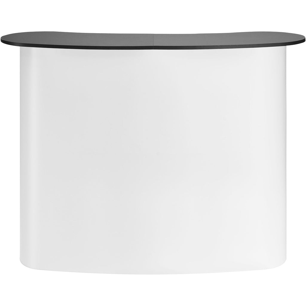 VEVOR Portable Tradeshow Podium Table, 1300 x 465 x 950 mm, Display Exhibition Counter Stand Booth Fair with Wall, Foldable Promotion Retail Bar Table Pop Up Podium with Storage Rack, Carrying Bag