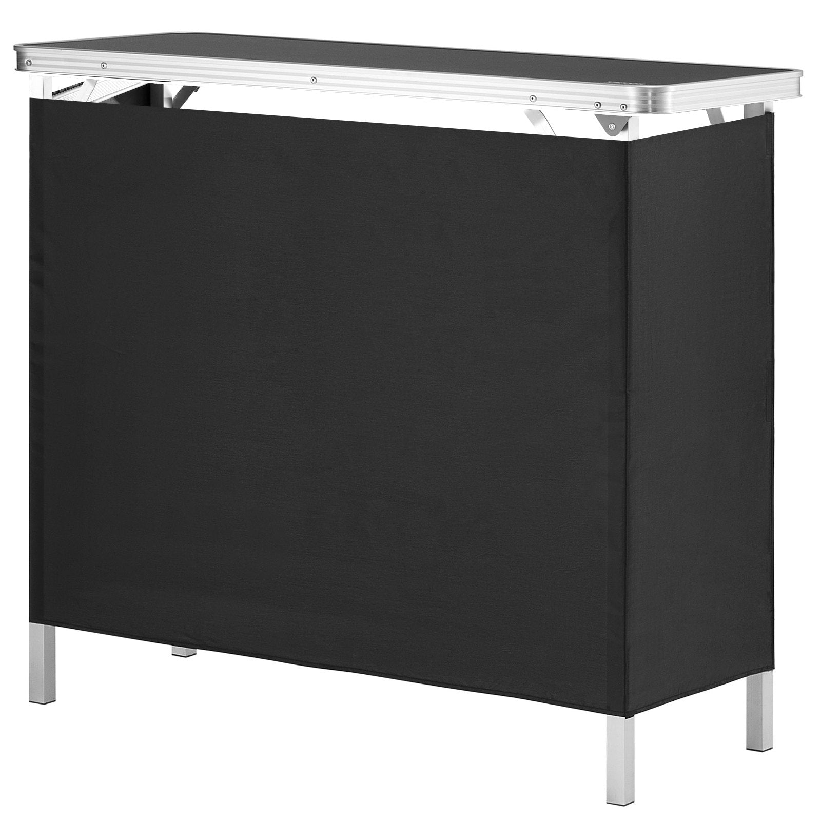 VEVOR Folding Portable Bar Table, Tradeshow Podium Table for Indoor, Outdoor, Party, Picnic, Exhibition, Includes Carrying Case, Storage Shelf and Black Skirt, 38.39" x 15.16" x 34.25“