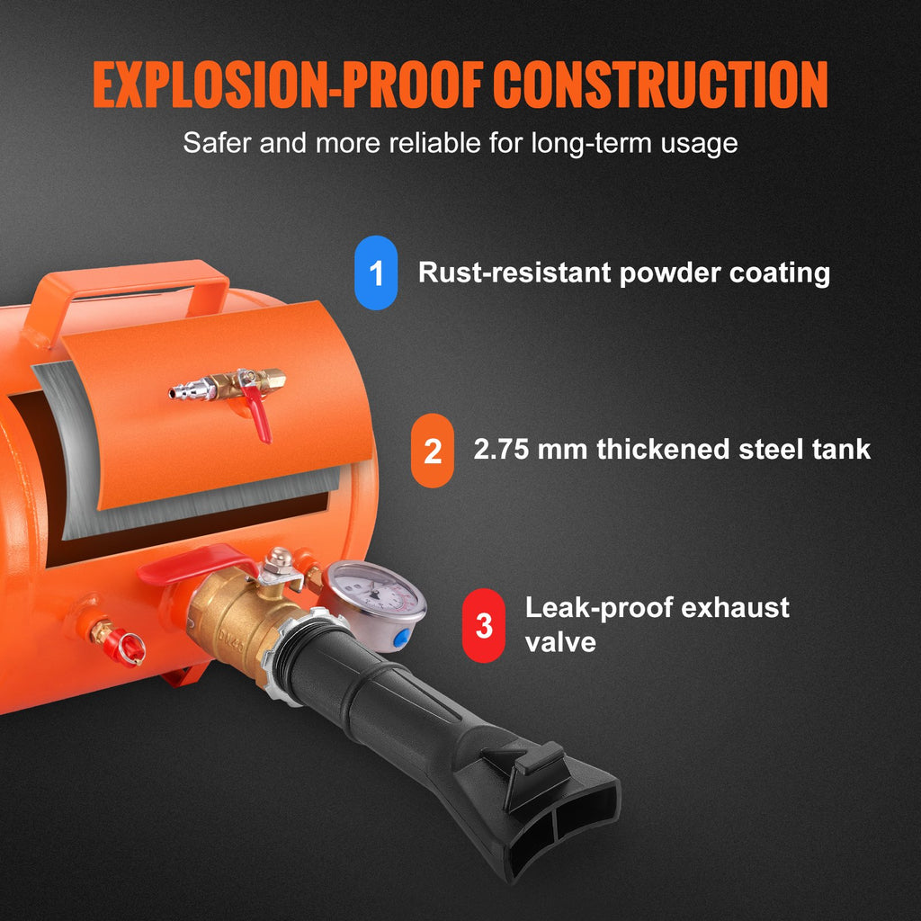 VEVOR Tire Bead Seater, 5 Gal/19L Air Tire Bead Blaster with Pressure Gauge & Handle, 145 PSI Seating Tool Inflator Tank, 85-116 PSI Operating Pressure for Car Truck ATV