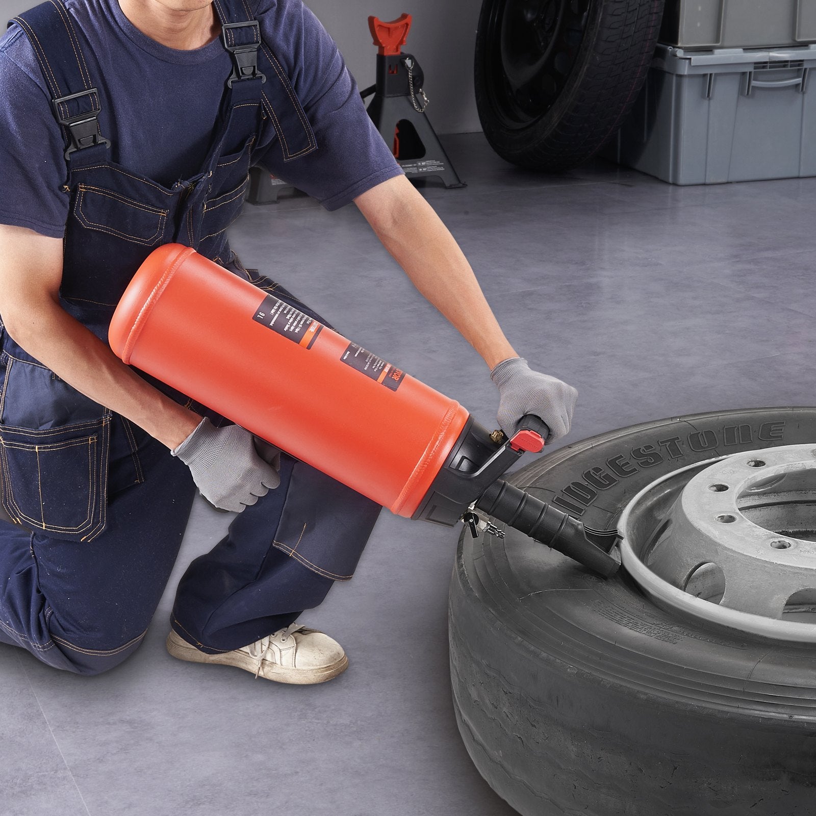 VEVOR Tire Bead Seater, 2.4 Gal/9 L Air Tire Bead Blaster, 150 PSI Handheld Bead Bazooka, Portable Tire Inflator Tool, 87-116 PSI Operating Pressure for Tractor Truck ATV Car and Automobile Repair