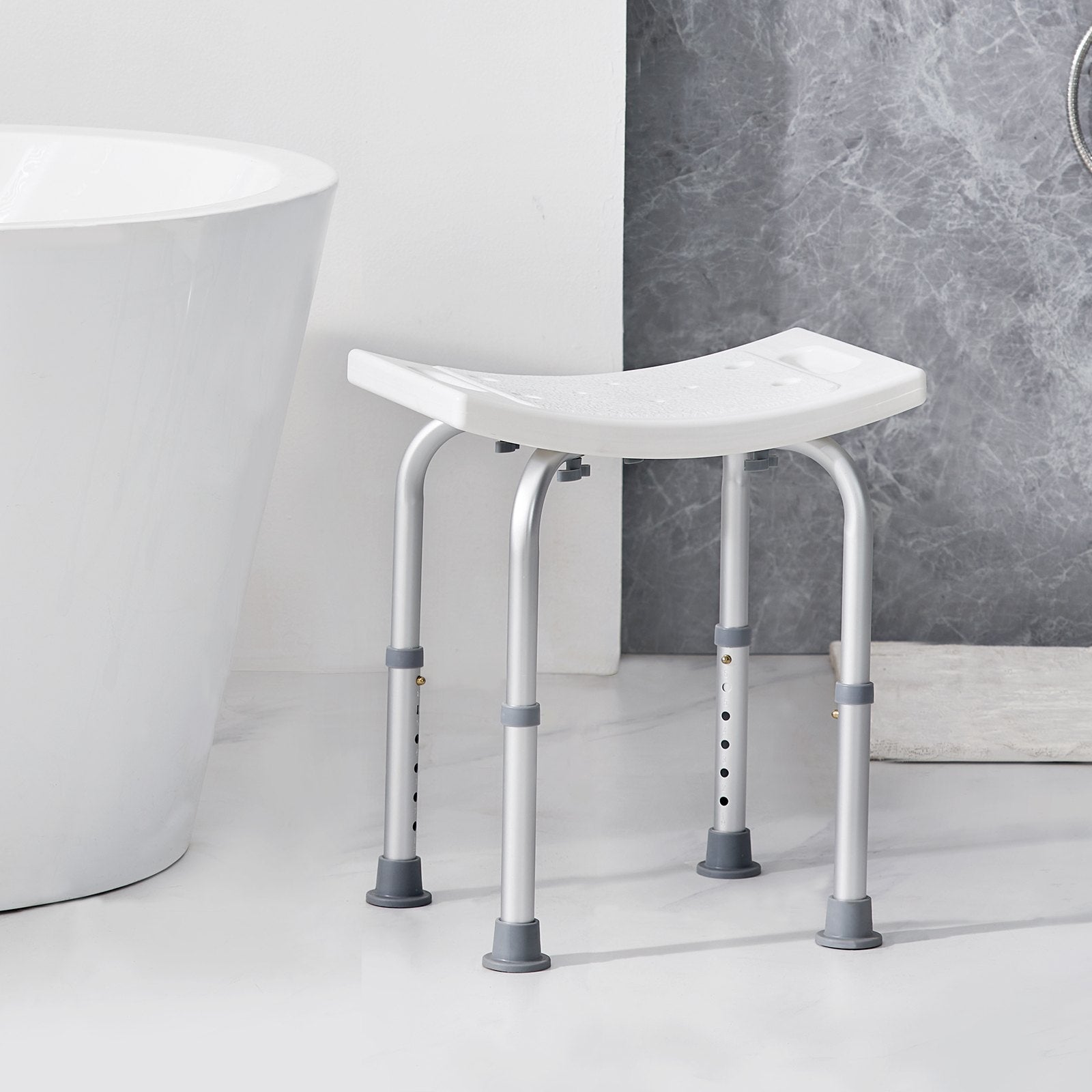 VEVOR Shower Chair, Adjustable Height Shower Stool with Built-in Handles, Shower Seat for Inside Shower or Tub, Non-Slip Bench Bathtub Stool Seat for Elderly Disabled Handicap, 158.8 kg Capacity