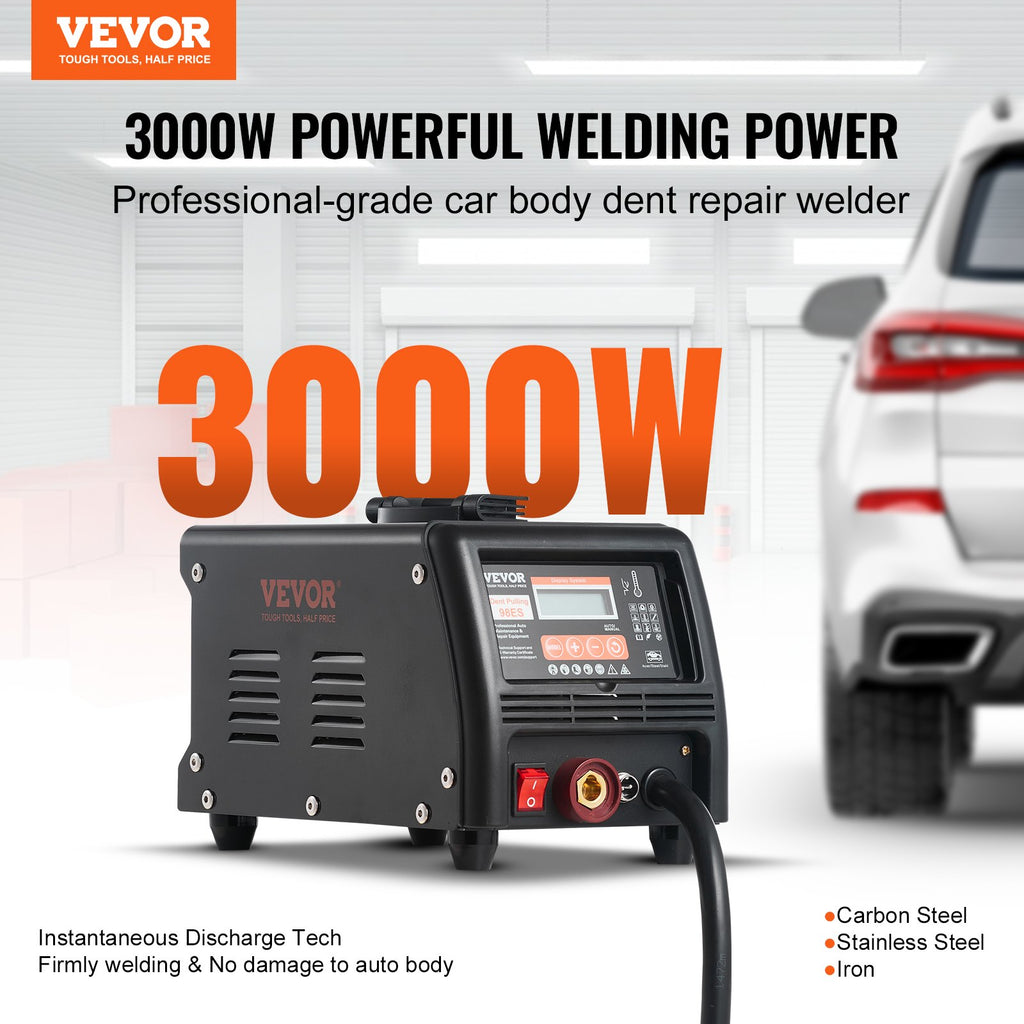 VEVOR Stud Welder Dent Repair Kit, 3KW Spot Welder Dent Puller with Auto/Manual Welding & 9 Versatile Modes, Auto Body Spot Welding Dent Puller Machine for Car, Truck Dent Repair