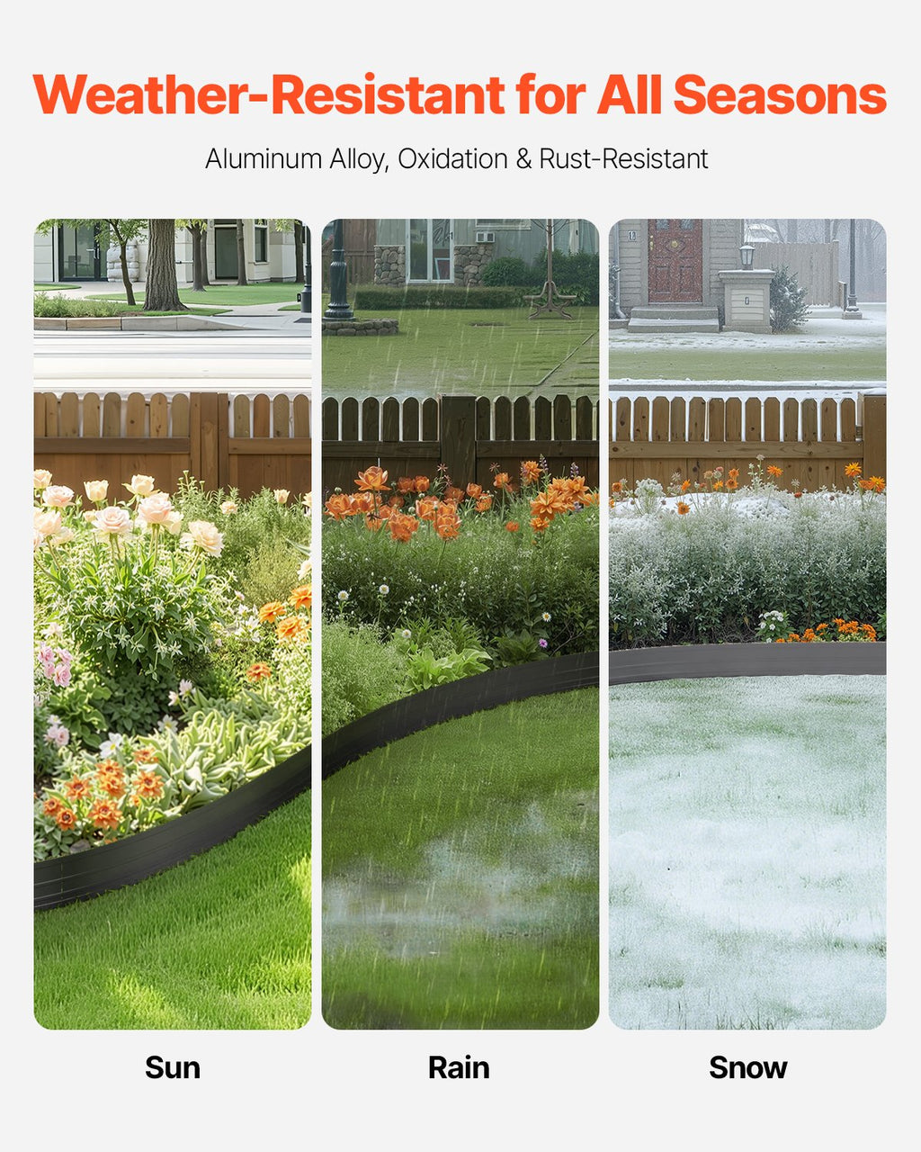 VEVOR Metal Landscape Edging, 10 Packs 60 in Rust-Resistant Aluminum Alloy Landscape Edging, Bendable Garden Edging Border, Heavy Duty Lawn Edging Fence for Flower Bed Yard Pathway
