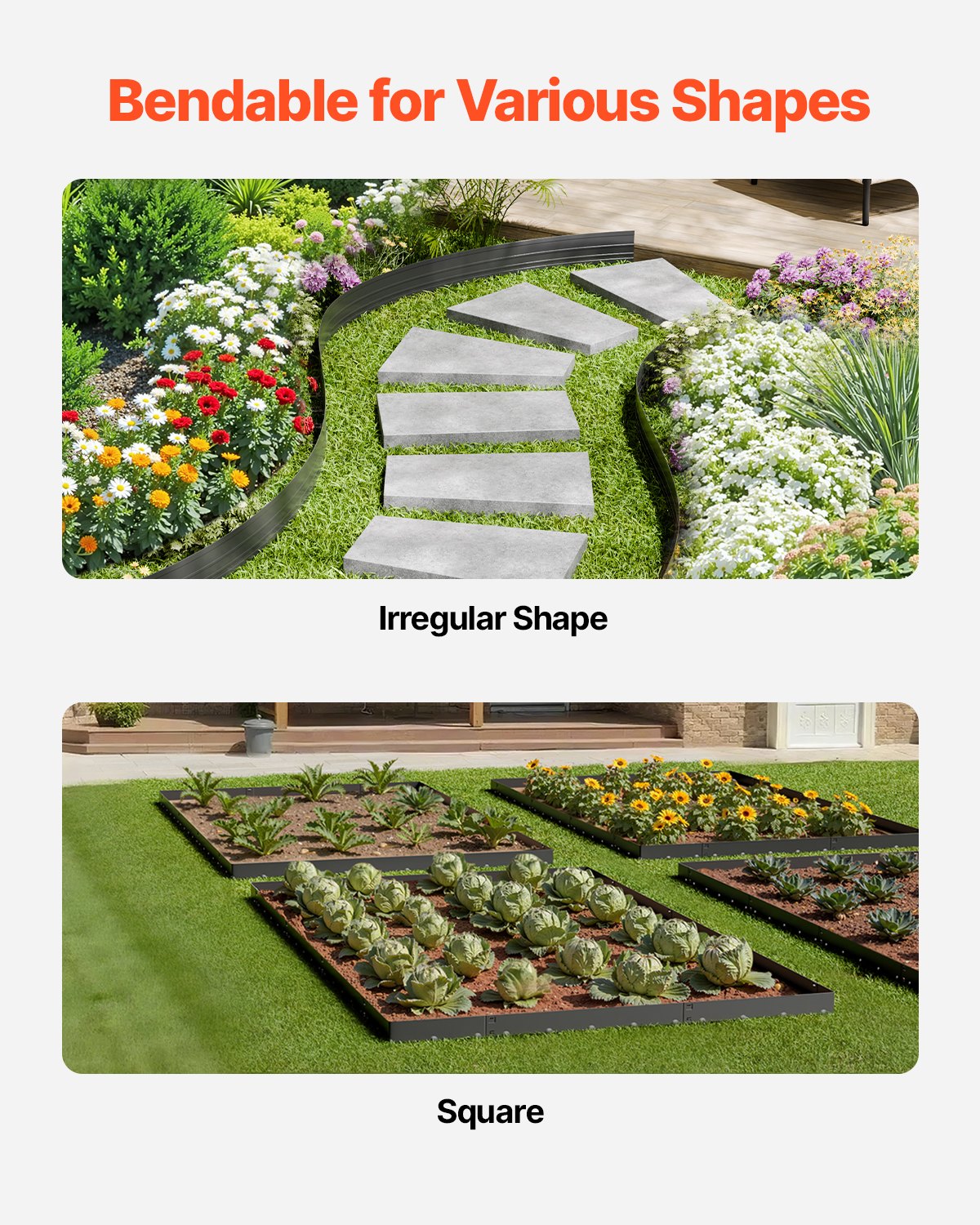 VEVOR Metal Landscape Edging, 10 Packs 60 in Rust-Resistant Aluminum Alloy Landscape Edging, Bendable Garden Edging Border, Heavy Duty Lawn Edging Fence for Flower Bed Yard Pathway